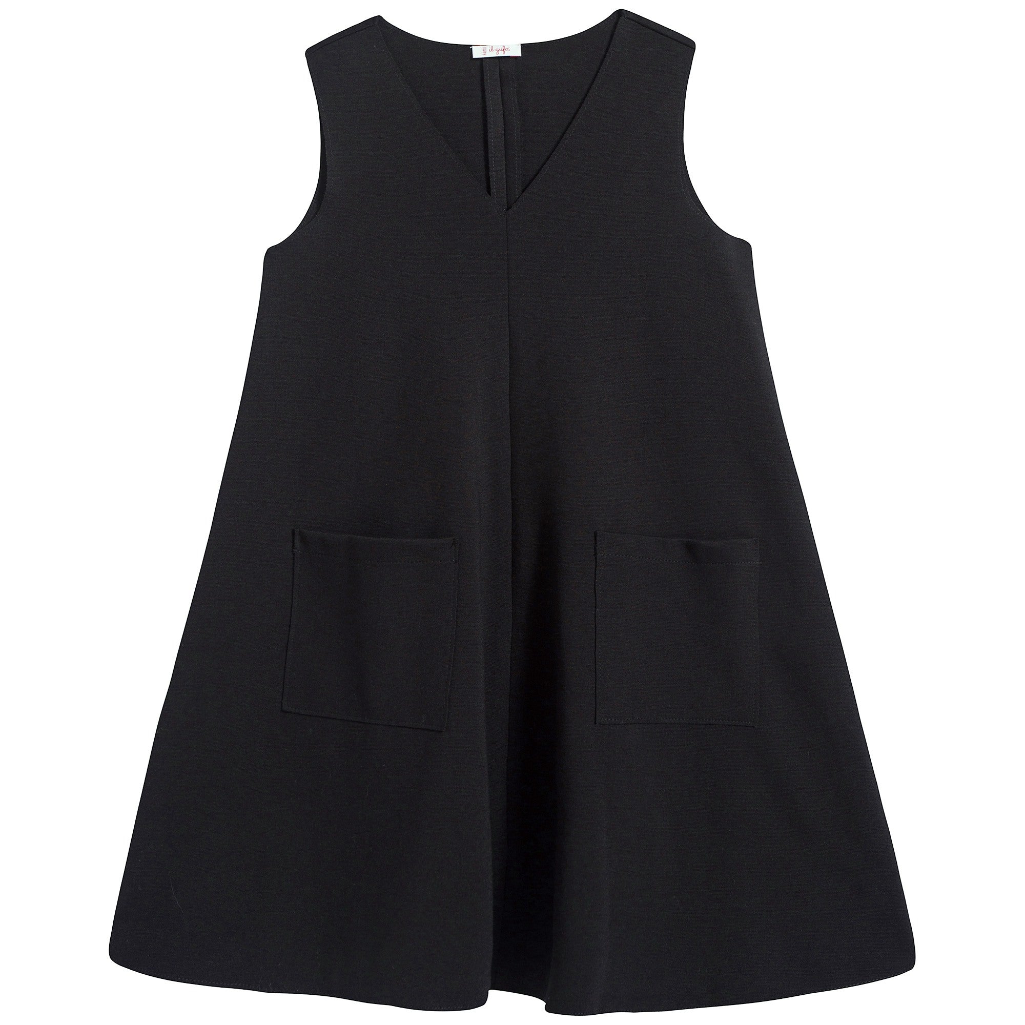 Girls Black V-neck Dress
