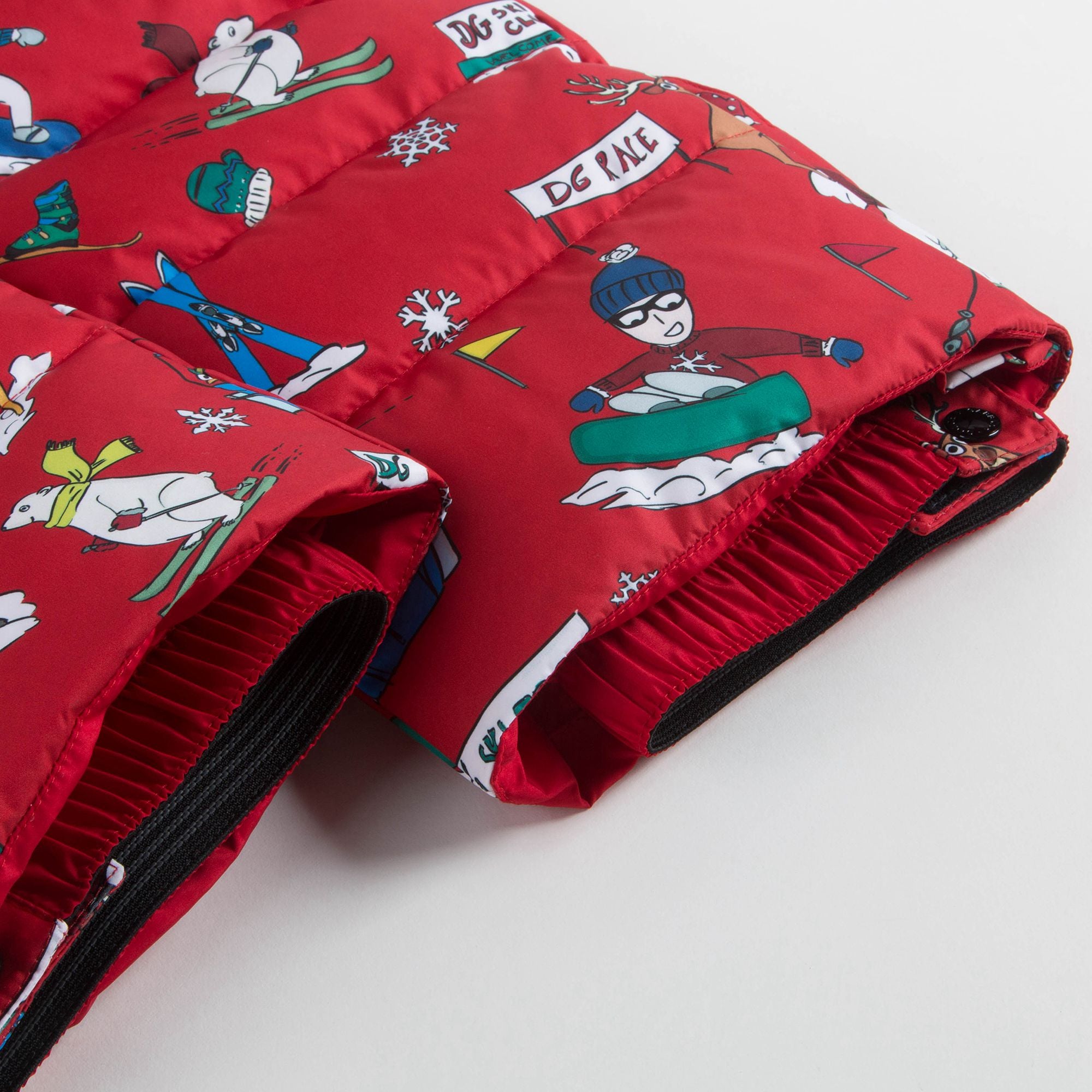 Girls Red Printed Ski Pants