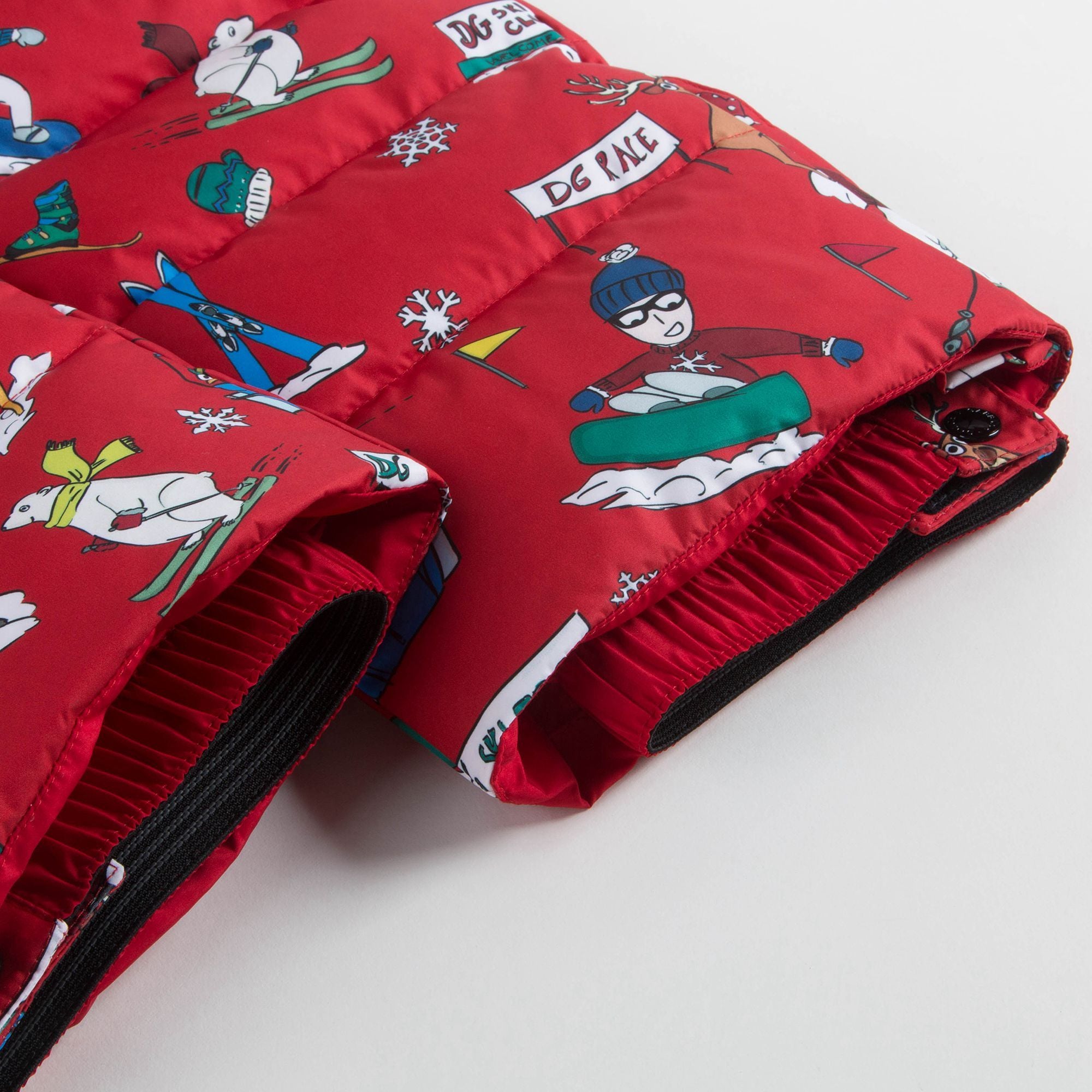 Girls Red Printed Ski Pants