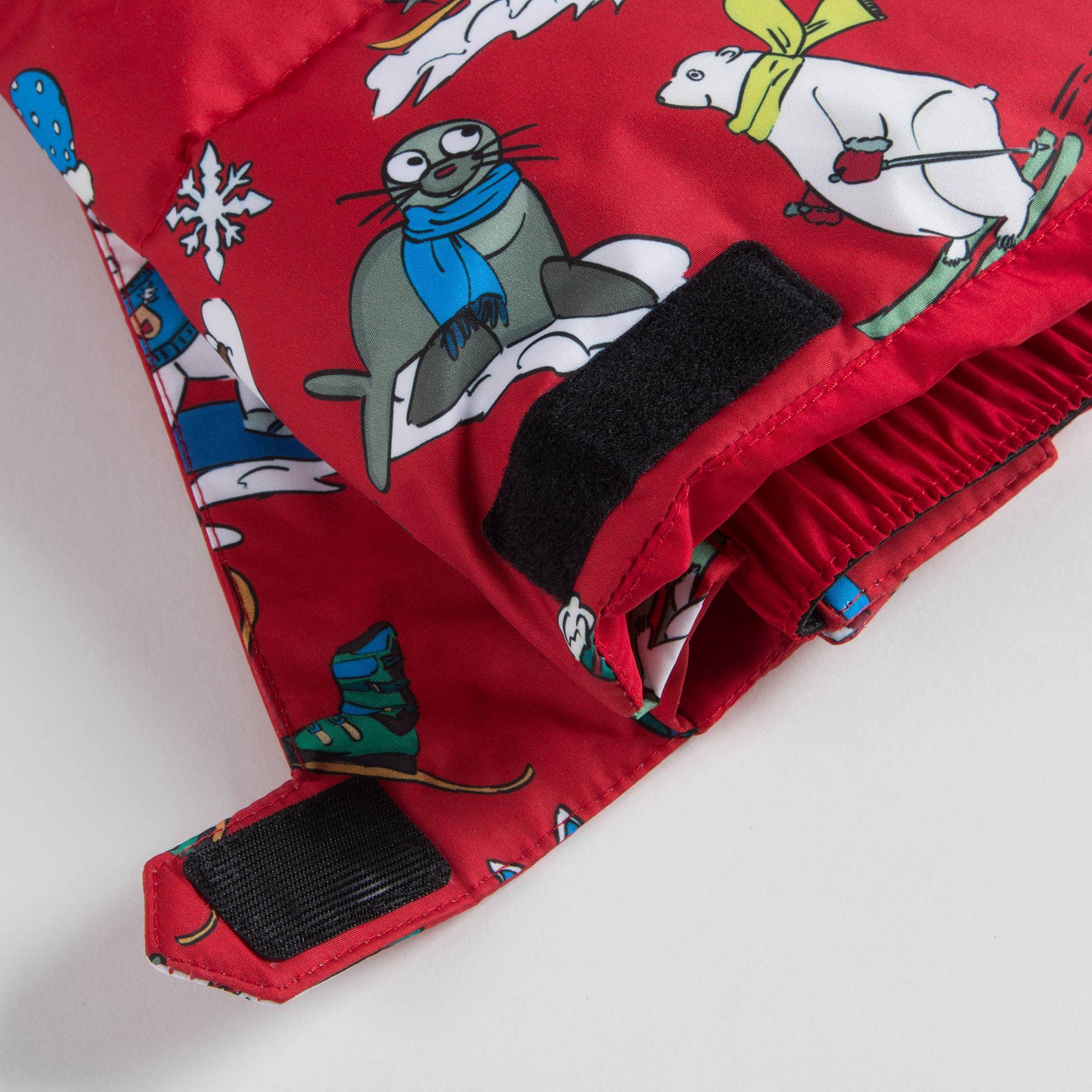 Girls Red Printed Ski Pants