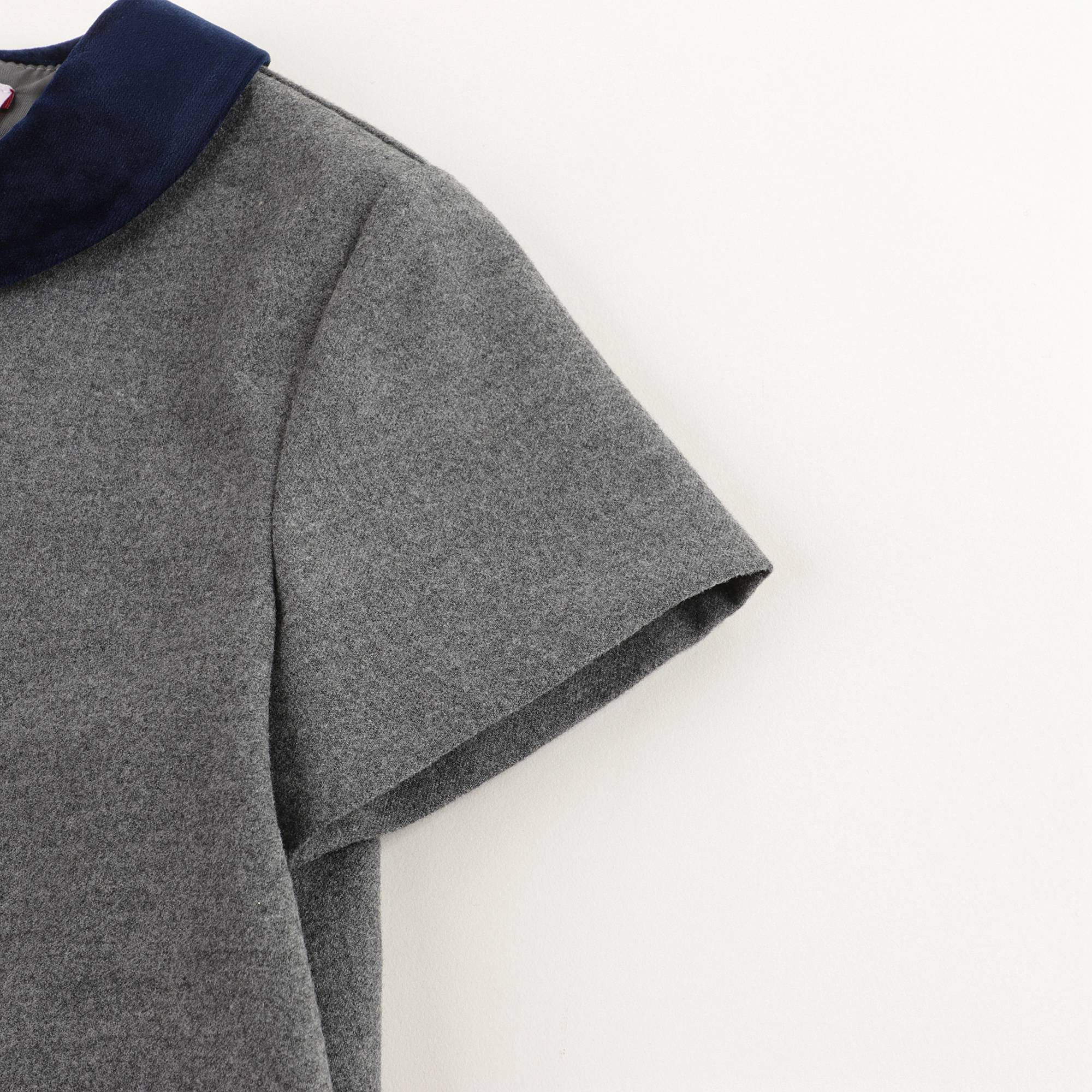 Girls Grey & Blue Collar Dress