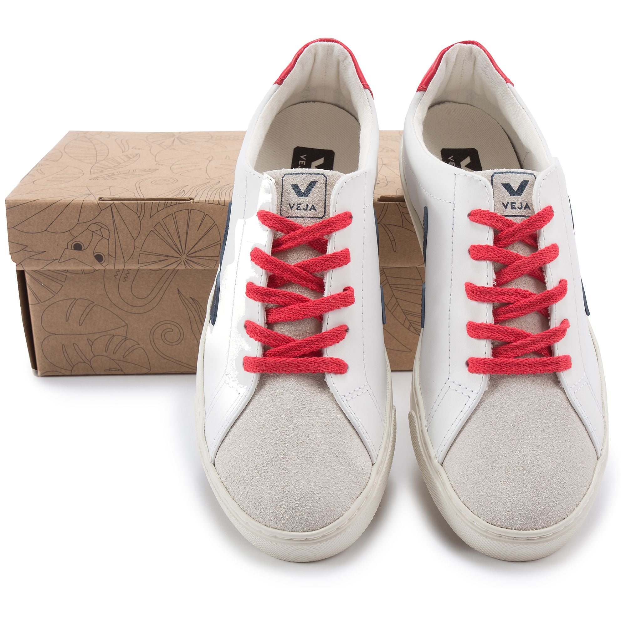 Girls White Leather Velcro With Blue "V" Shoes