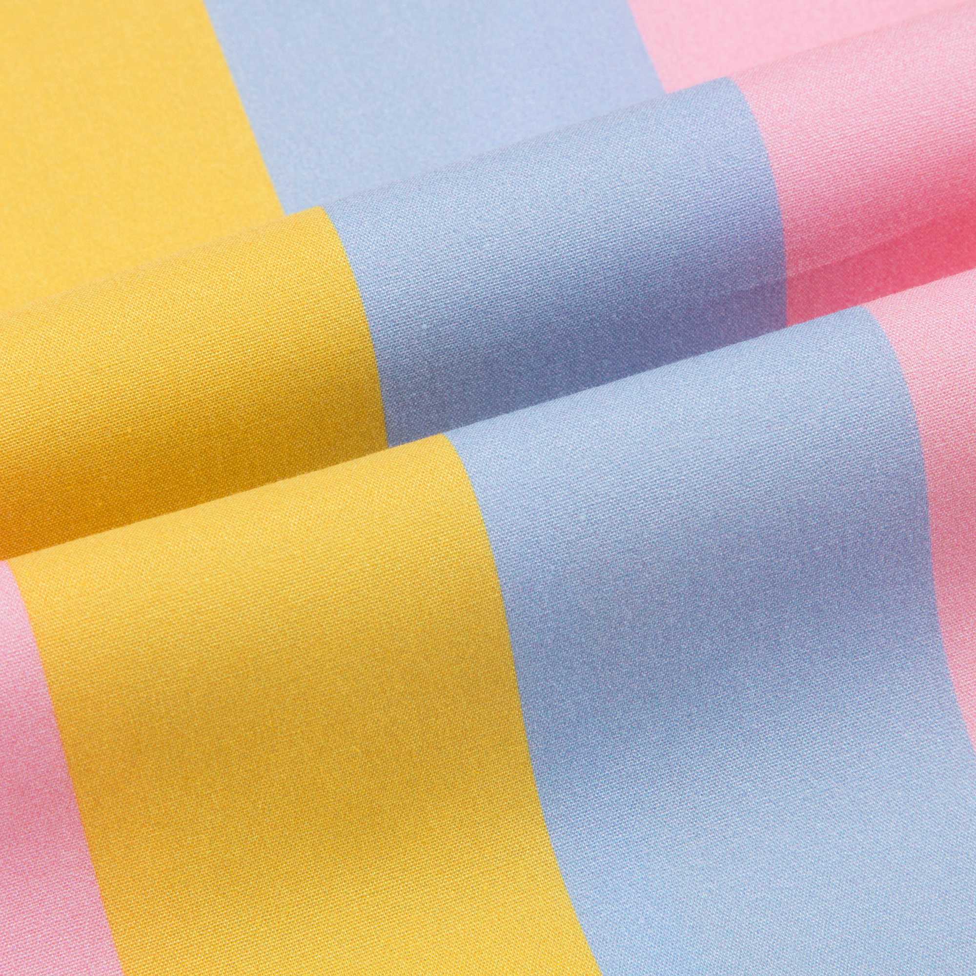 Girls Color Striped Square Neck Cotton Woven Dress