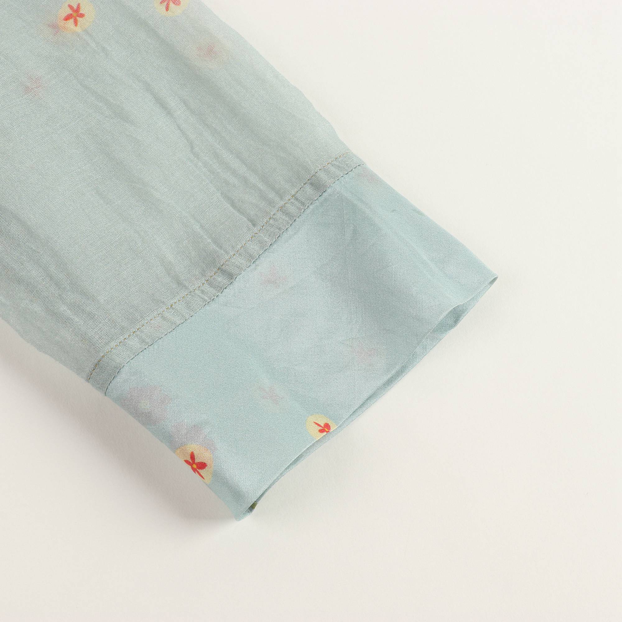 Girls Cyan Embroidery Dress