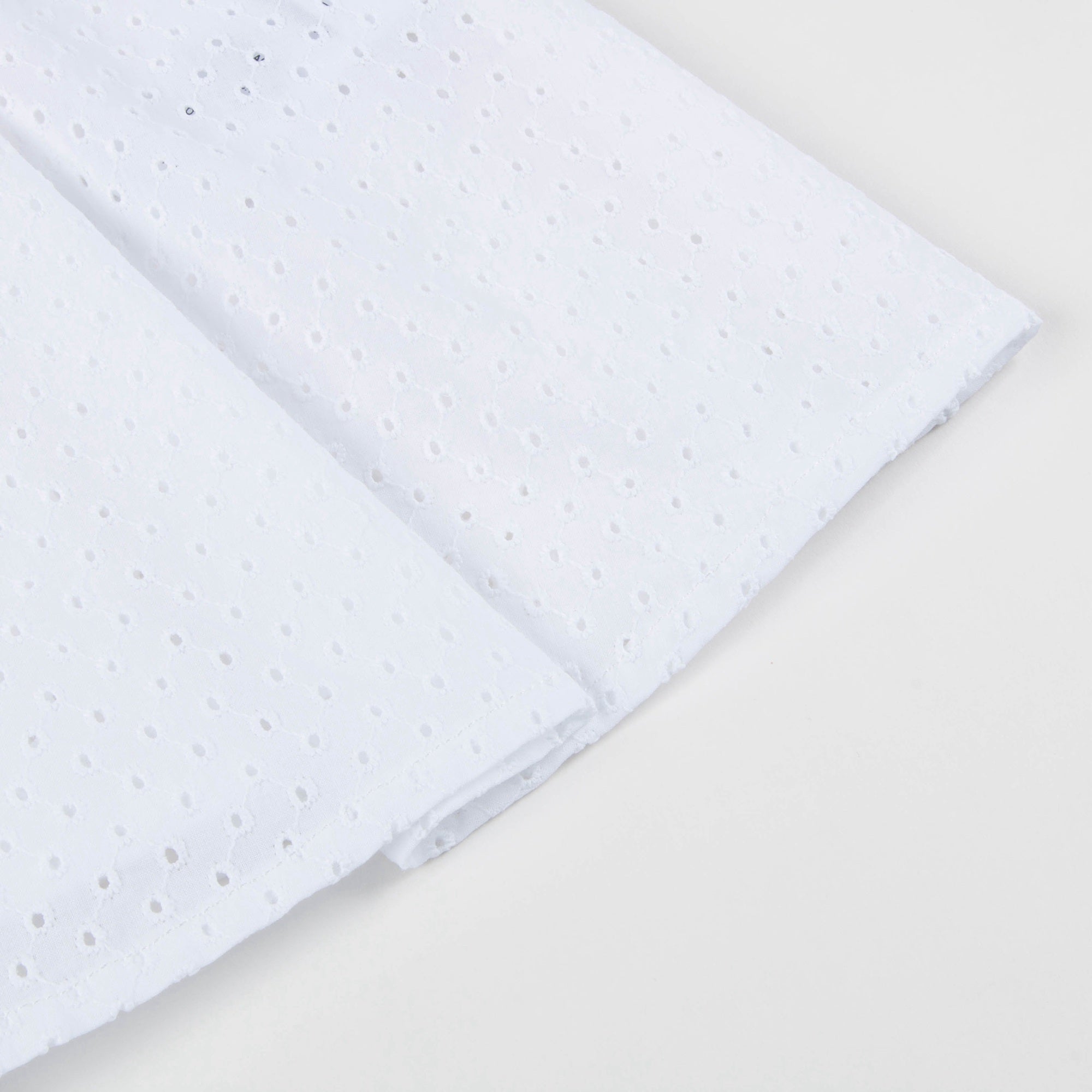 Girls White Collar And Embroidery Cotton Woven Dress