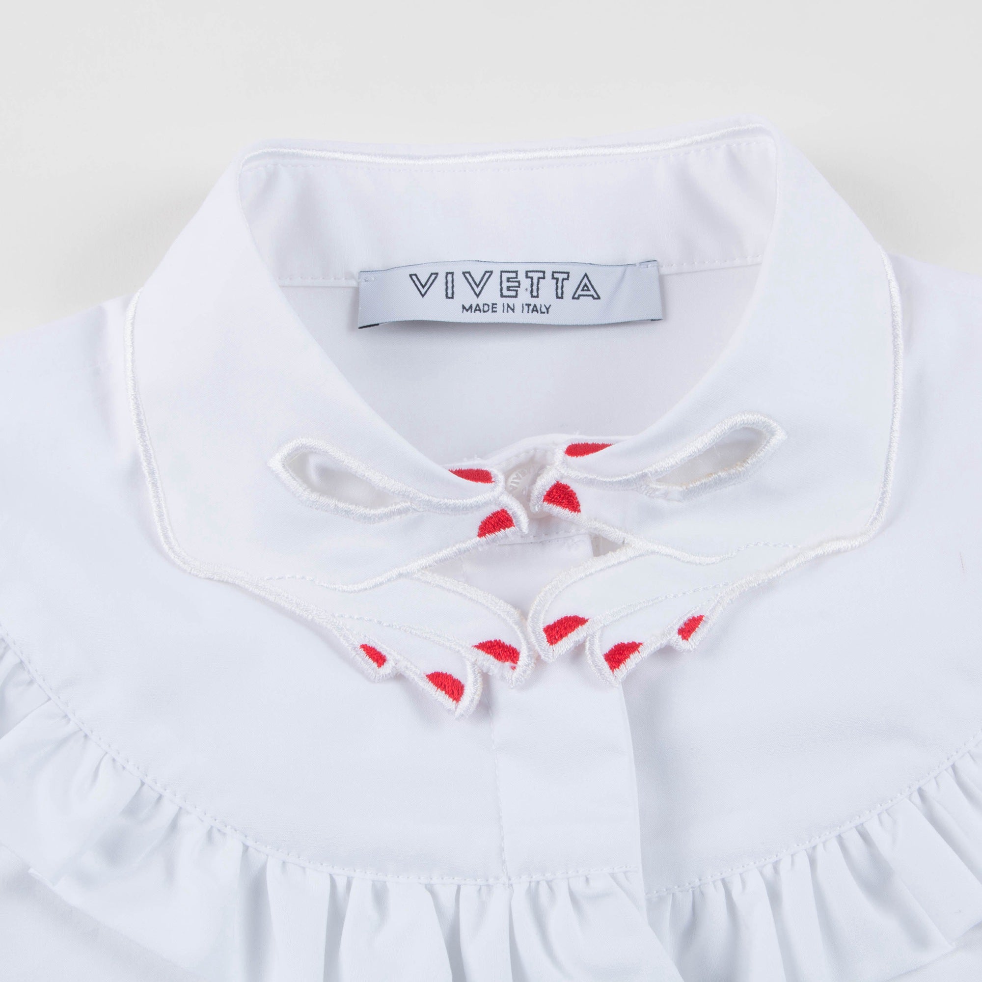 Girls White Hand Collar And Flounce Cotton Woven Shirt
