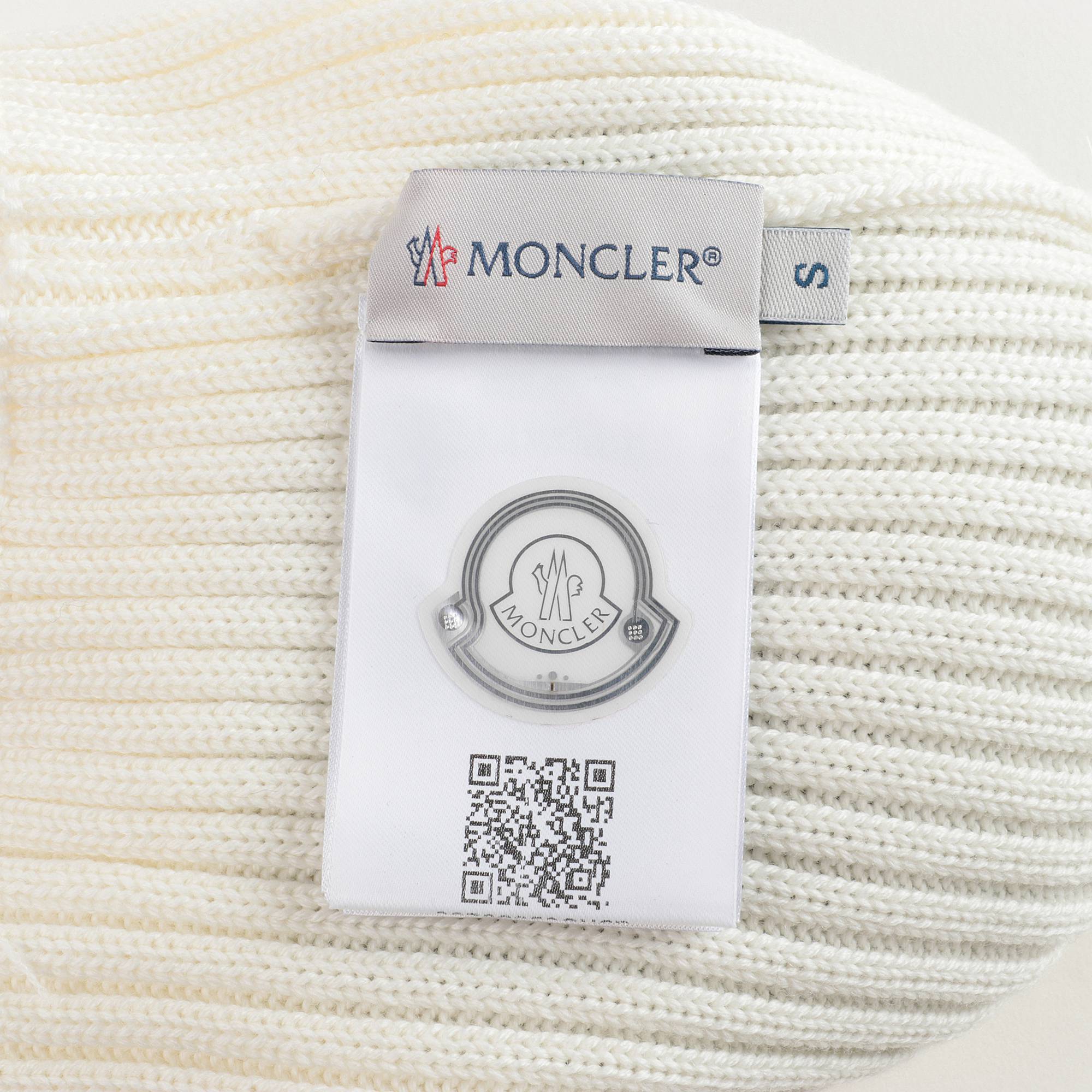 Girls White Logo Virgin Wool Hat