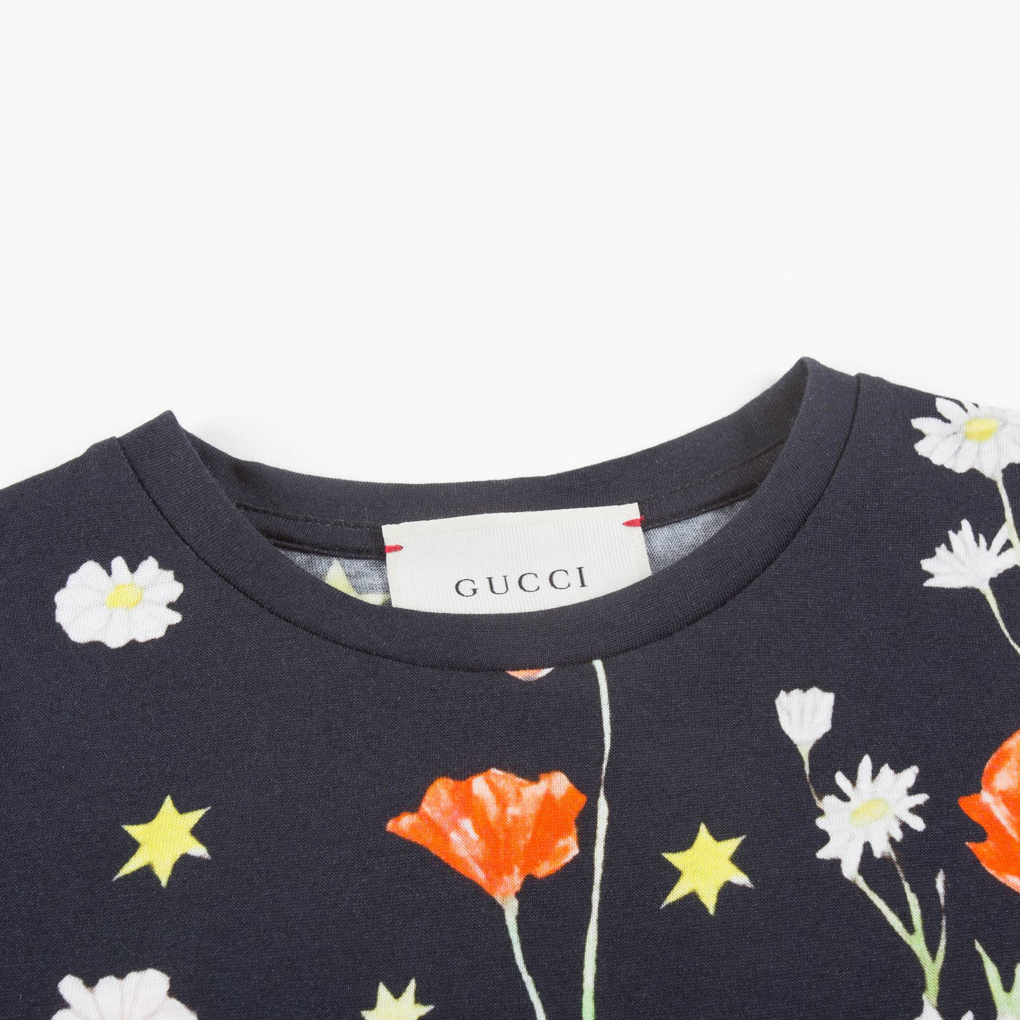 Girls Black Multicolor Cat T-shirt