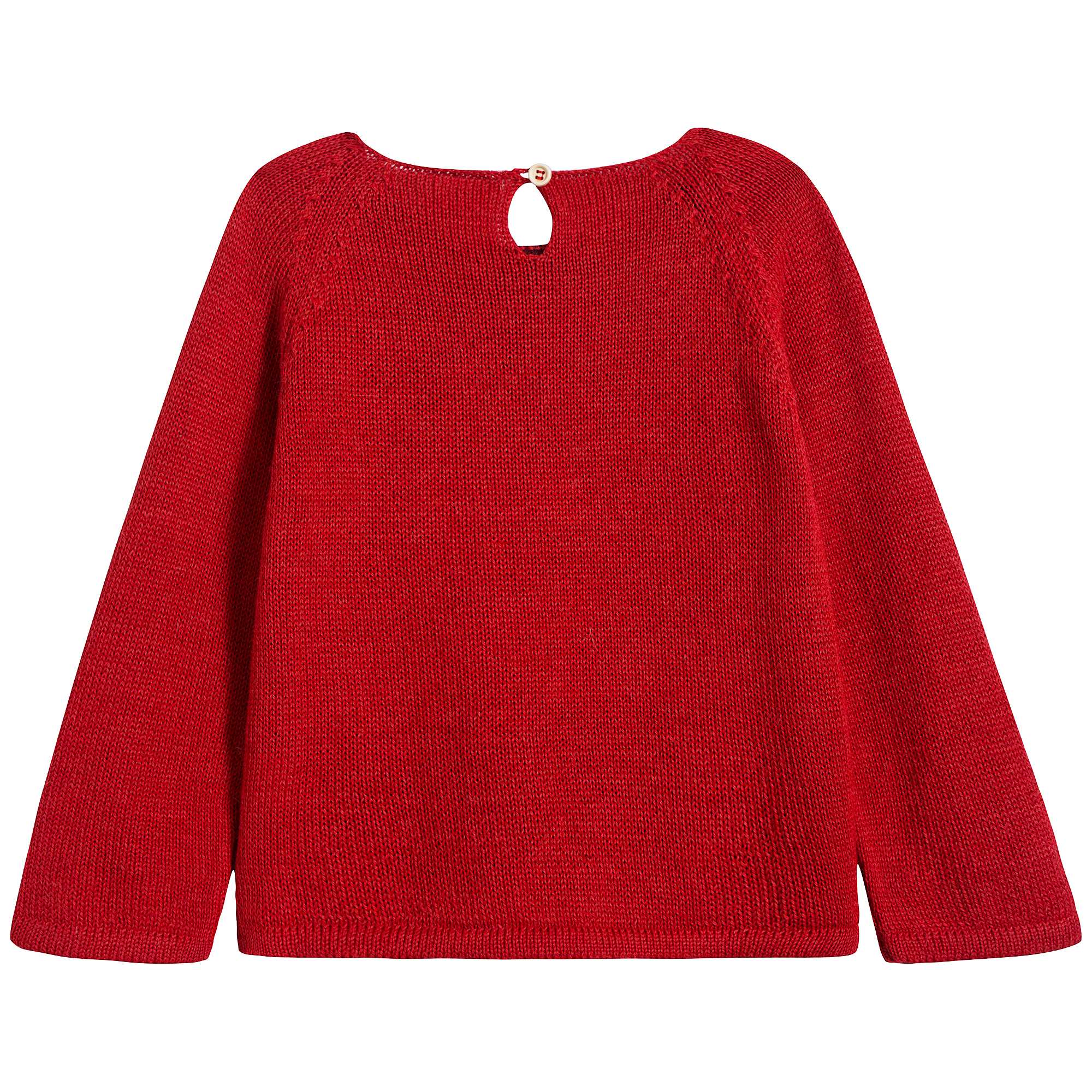 Girls Red Cotton Baby Alpaca Sweater