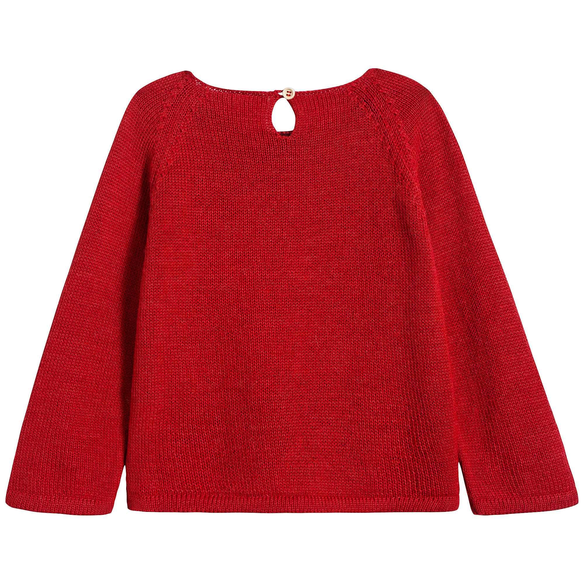 Girls Red Cotton Baby Alpaca Sweater