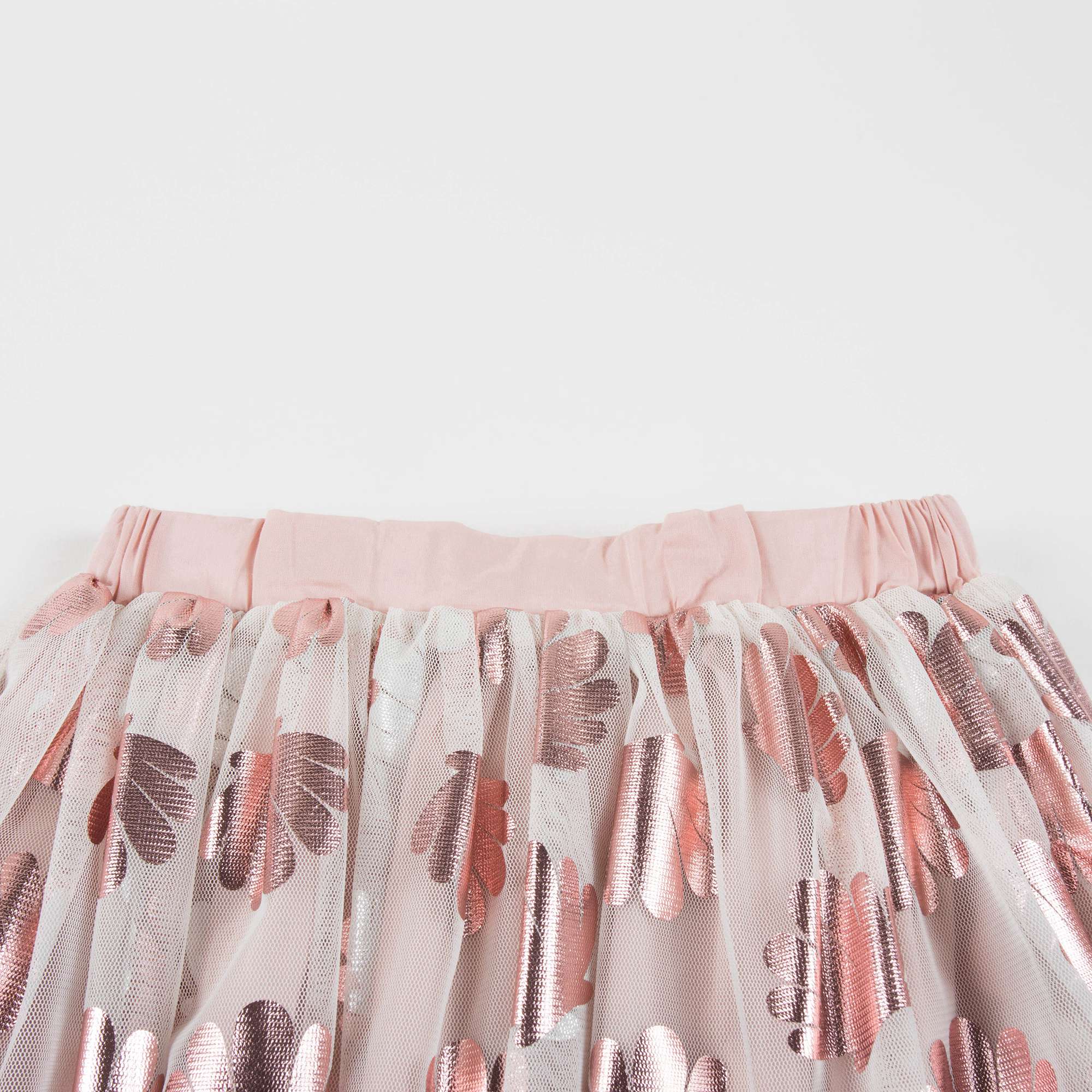 Girls Pink Flower Printed Skirt