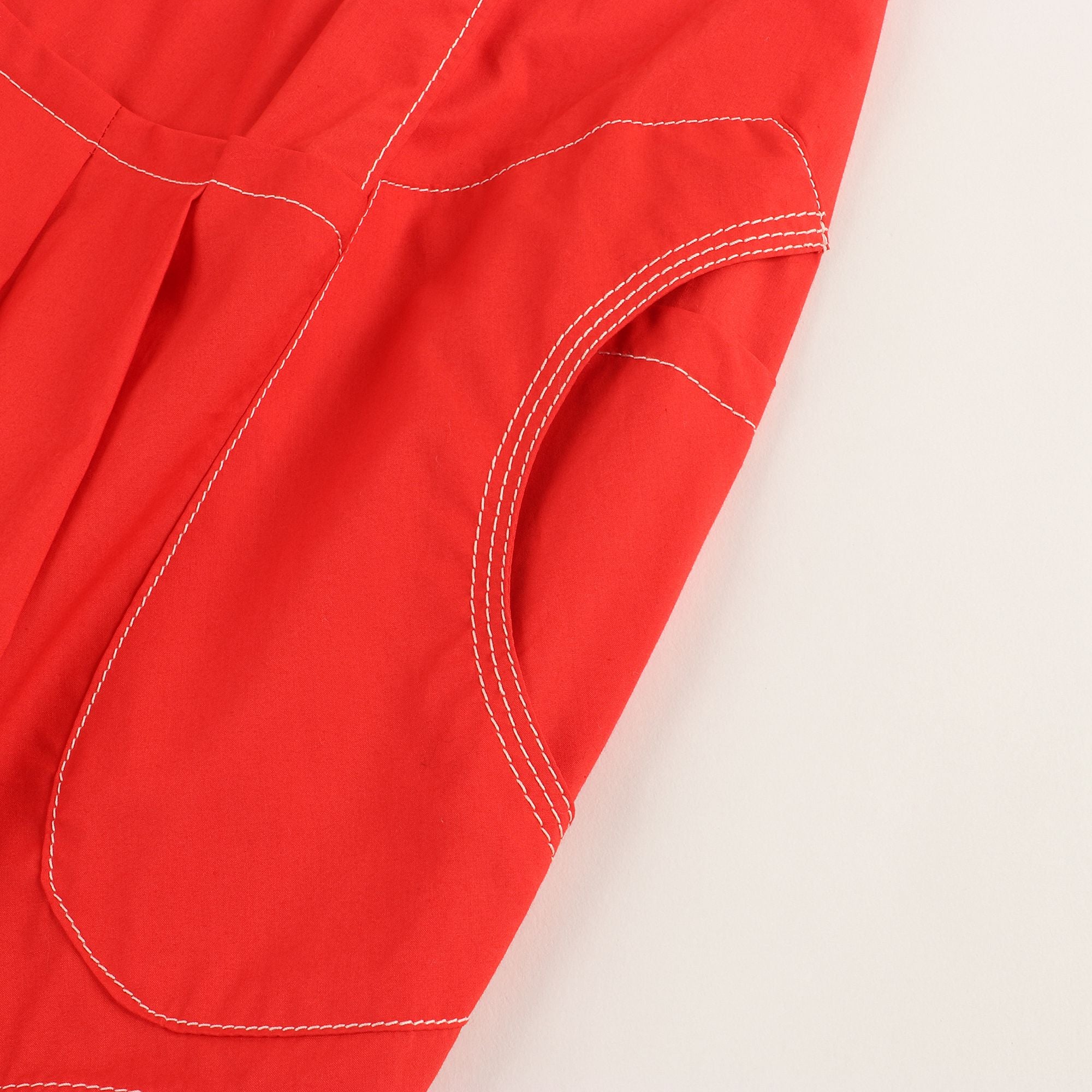Girls Bright Red Cotton Dress
