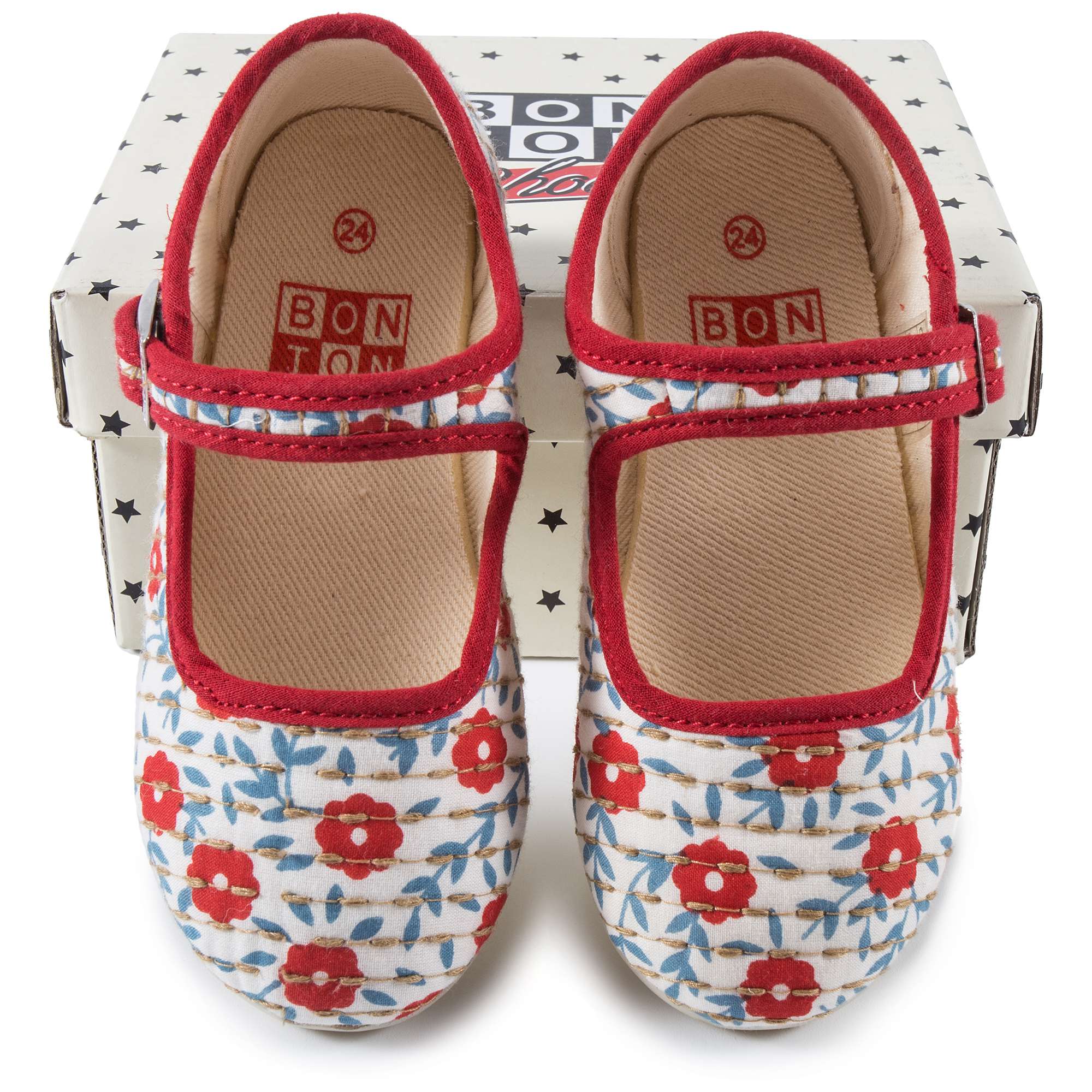 Girls Red Embroidery Cotton Shoes