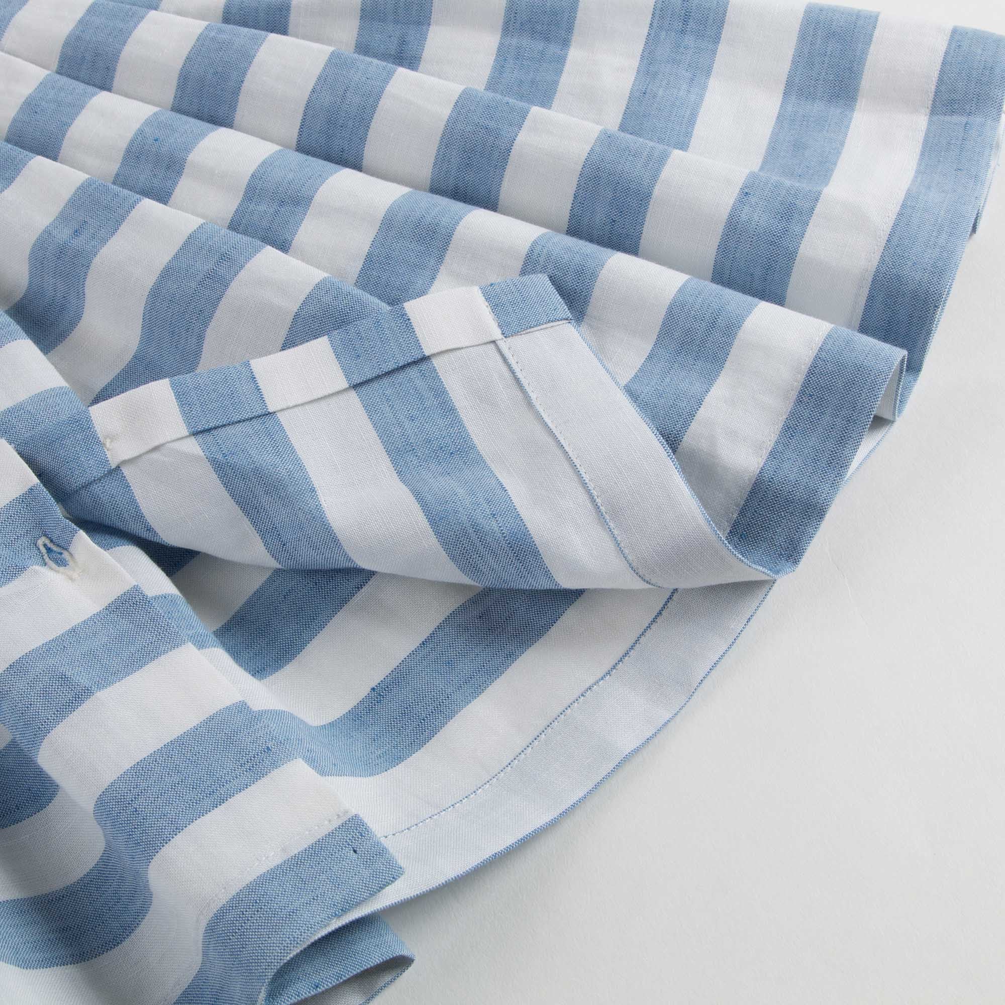Girls Blue Striped Dress With Collar