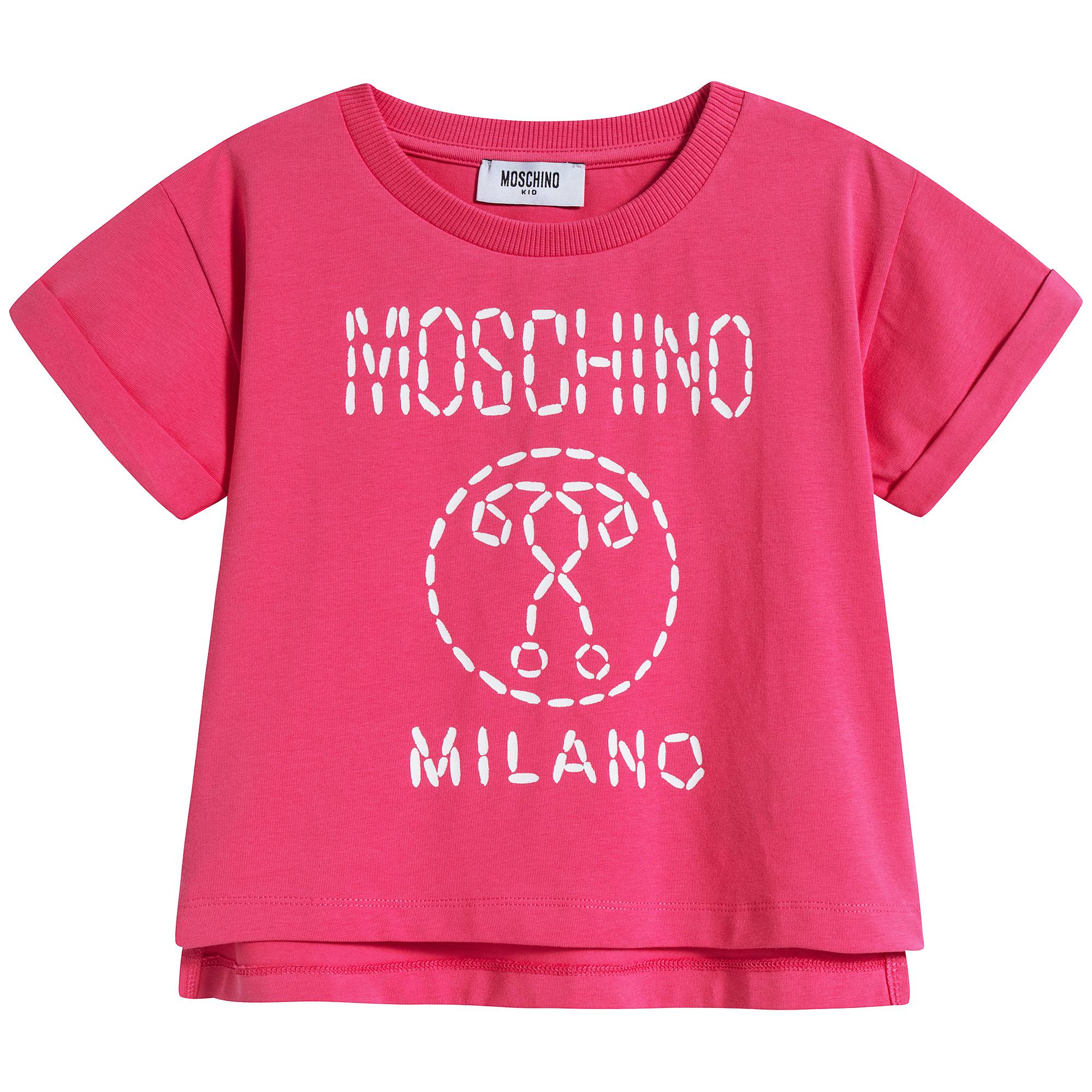 Girls Fuxia Logo Cotton T-shirt