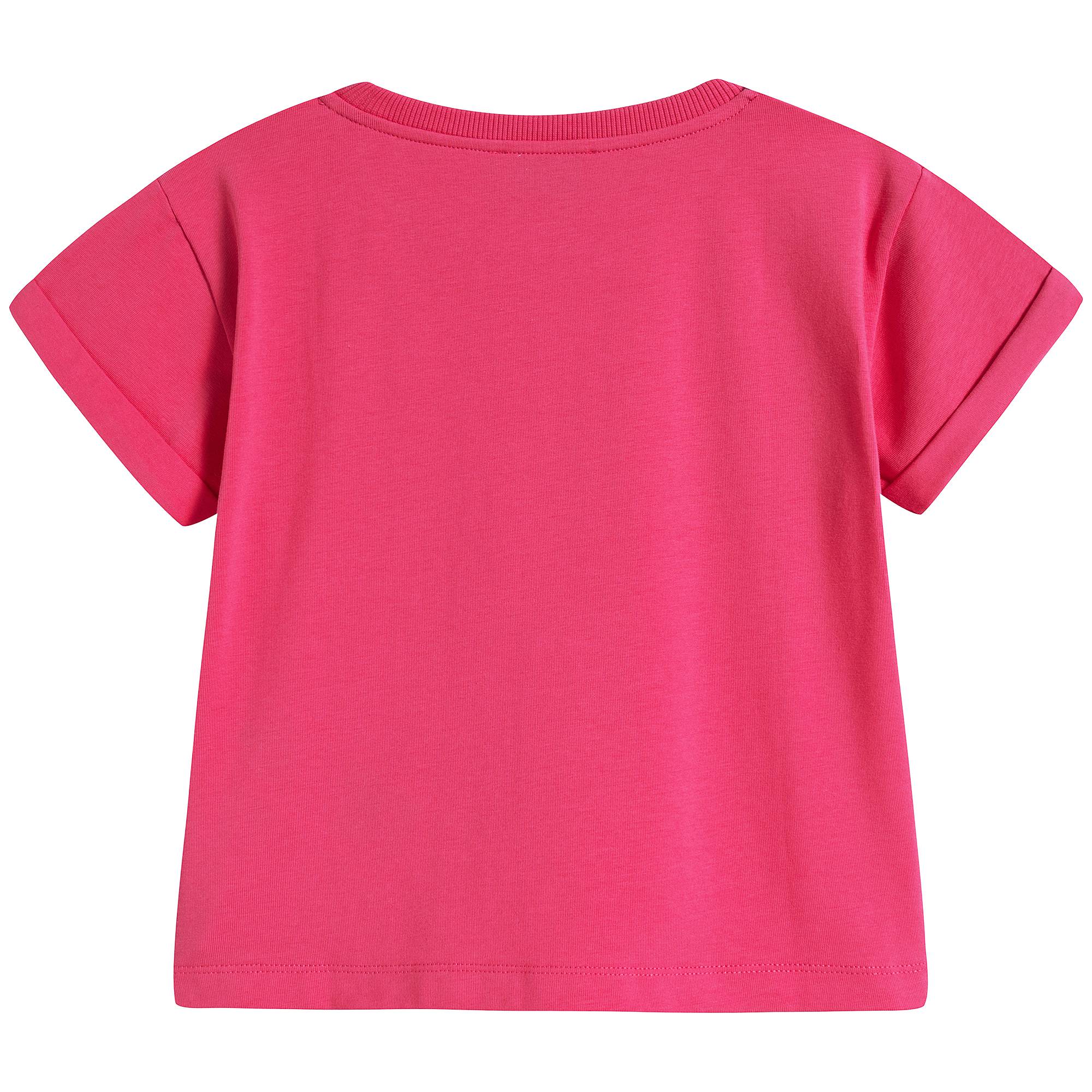 Girls Fuxia Logo Cotton T-shirt