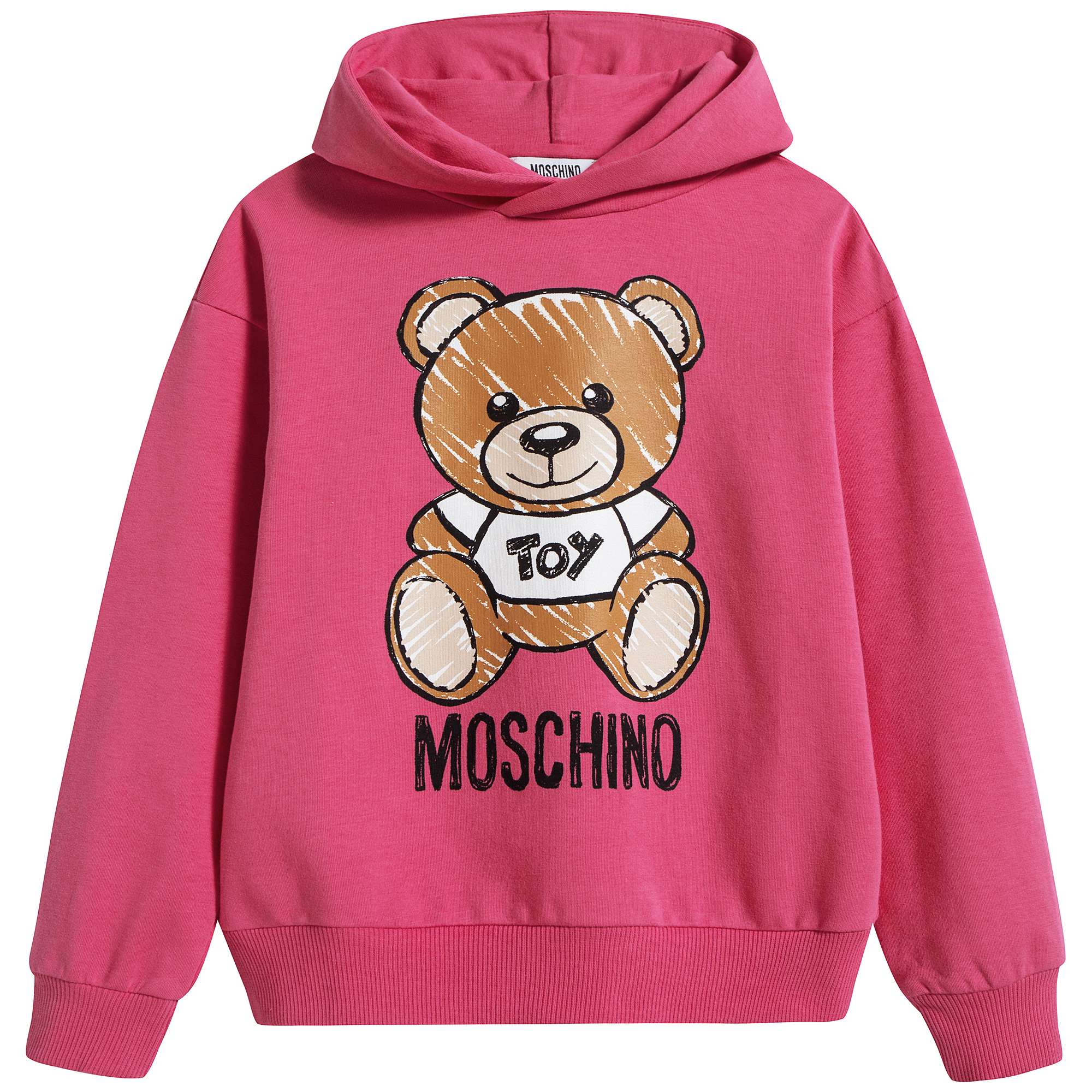 Girls Fuxia Teddy Hooded Cotton Sweatshirt