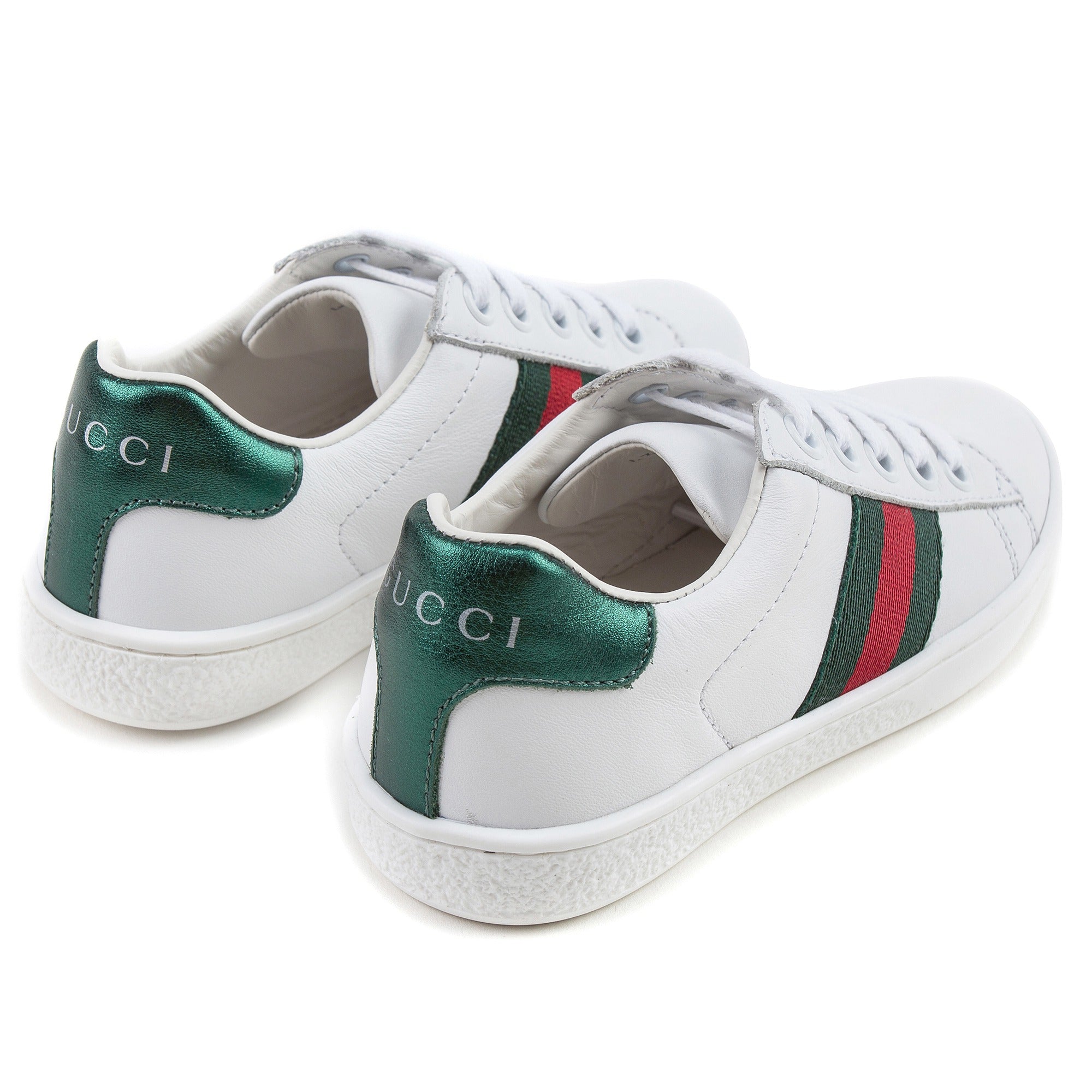 Girls White  Shoelace  Leather Trainers