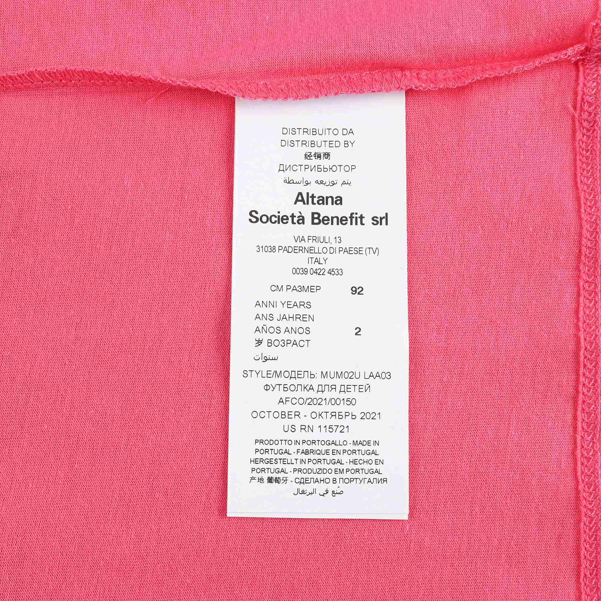 Girls Pink Bear Cotton T-Shirt