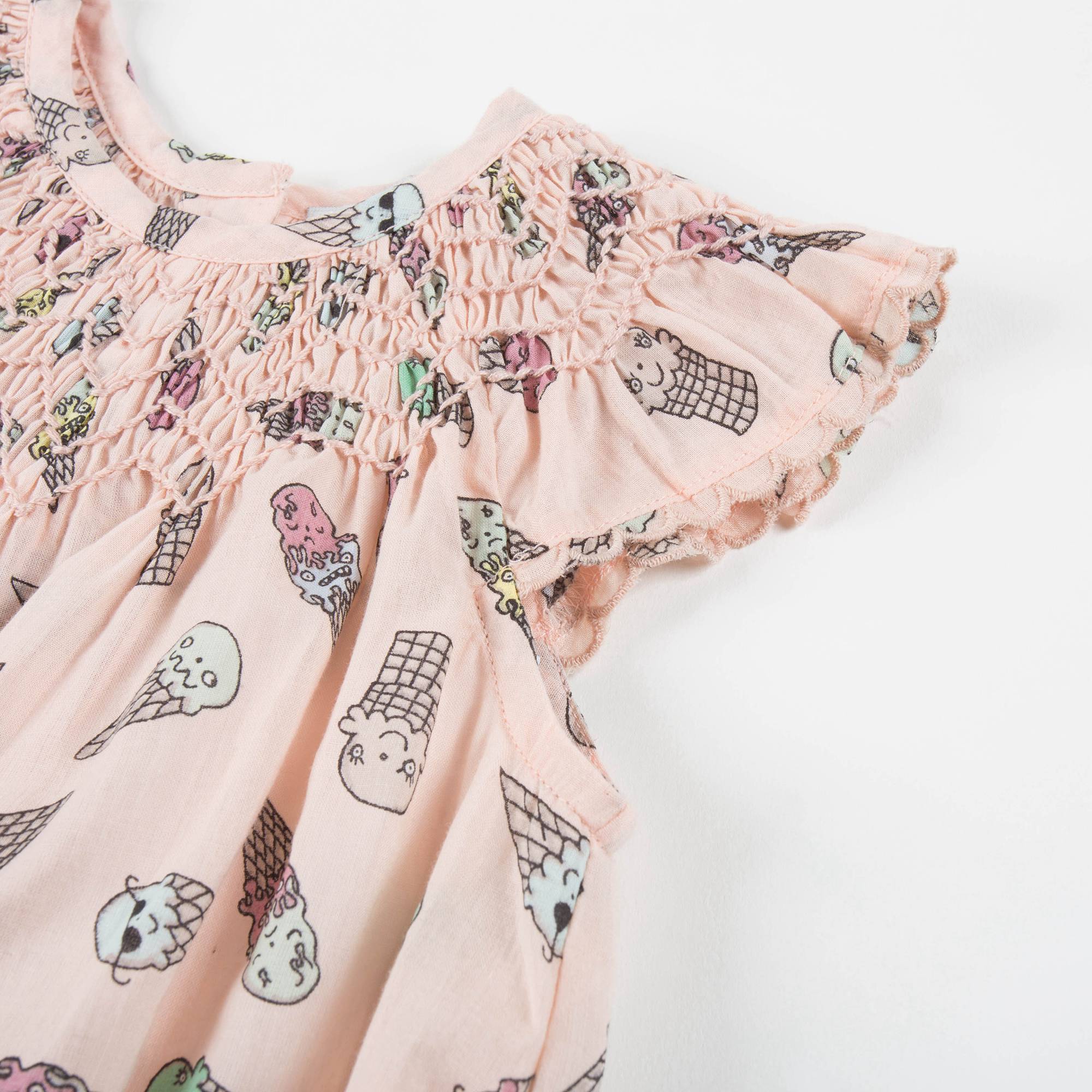 Baby Girls Pink Icecreams Printed Babysuit