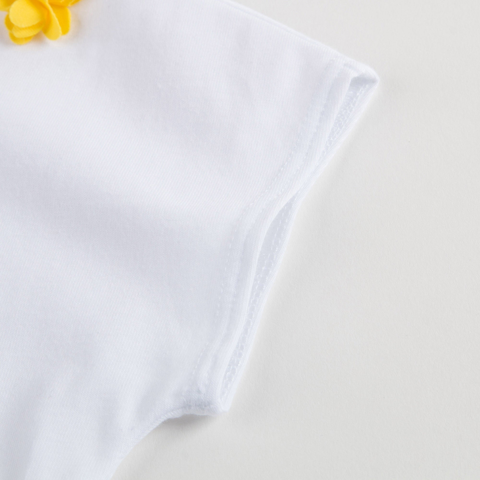 Girls White Cotton T-shirt with Flowers