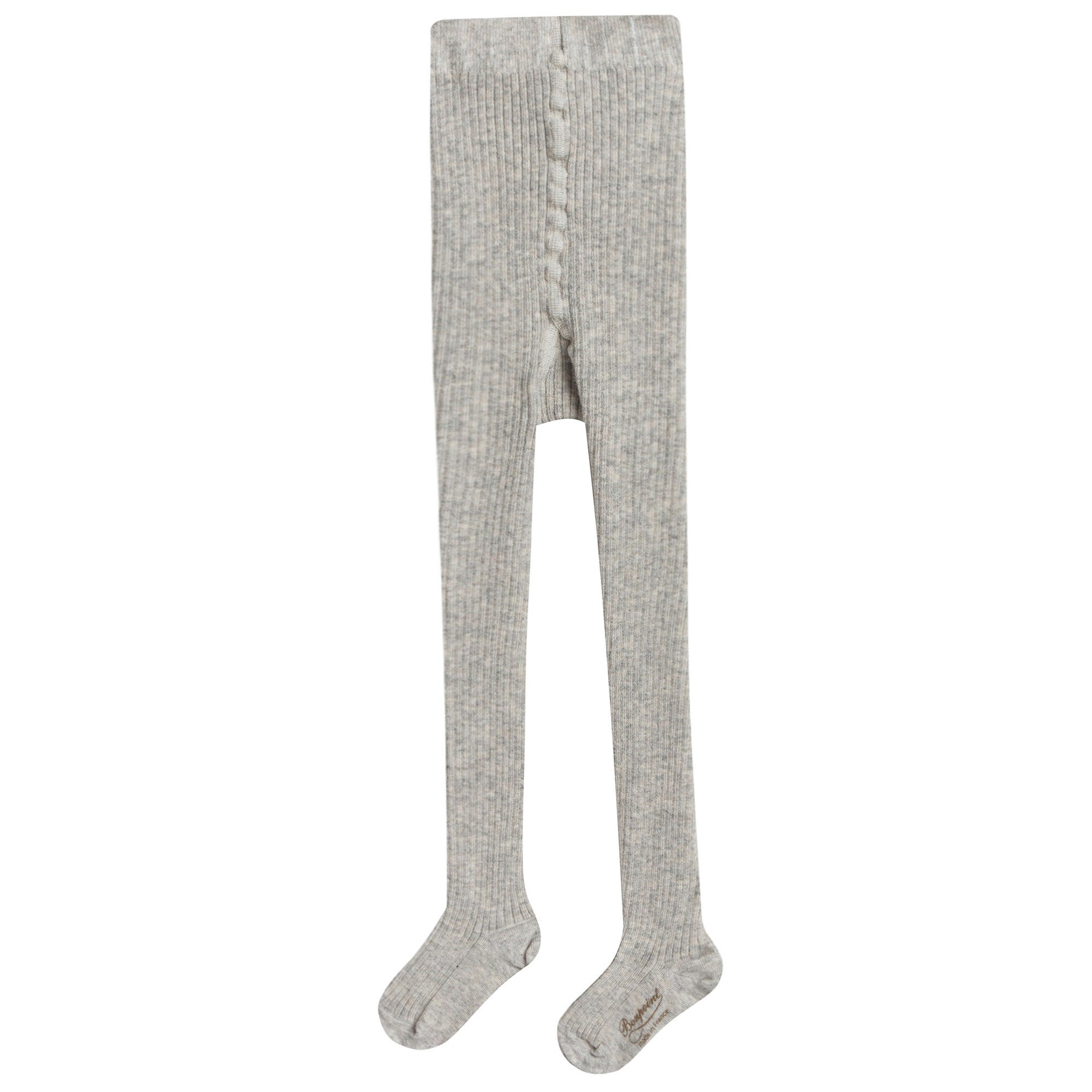 Baby Girls Light Grey Cotton Ribbed Tights - CÉMAROSE | Children's Fashion Store - 1