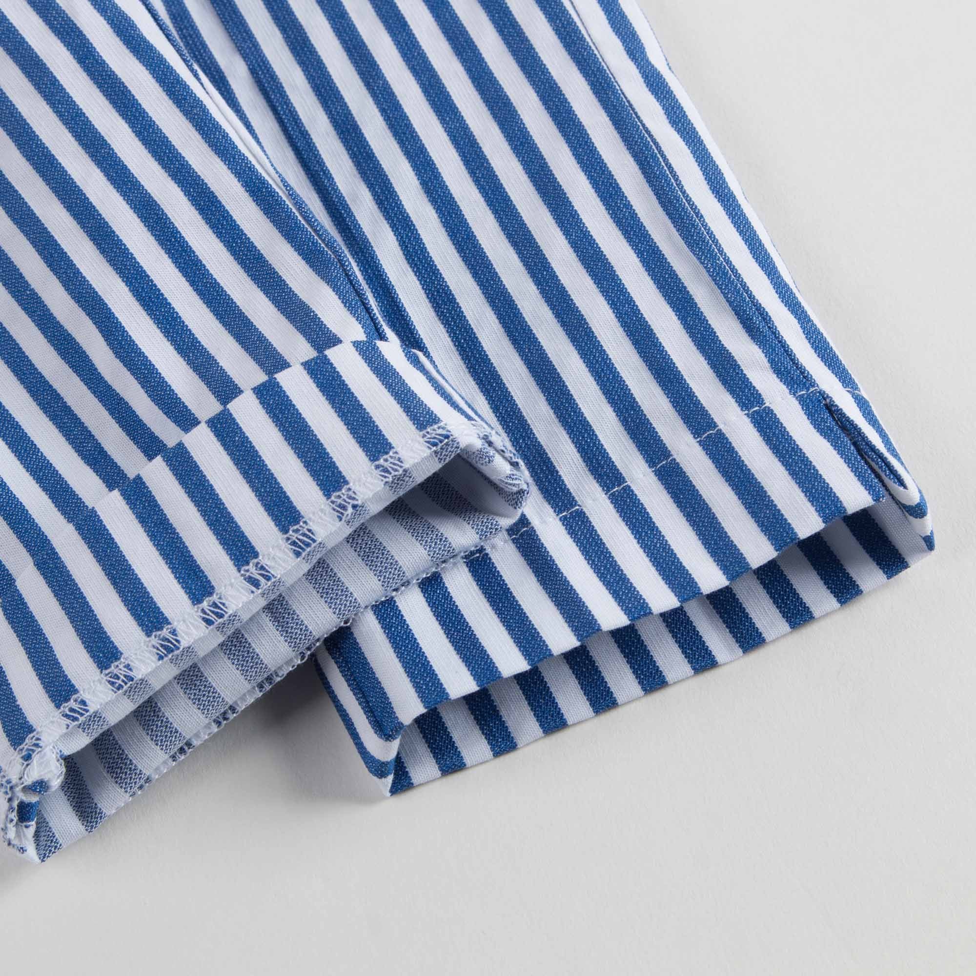 Girls Blue & White Striped Capri Pants