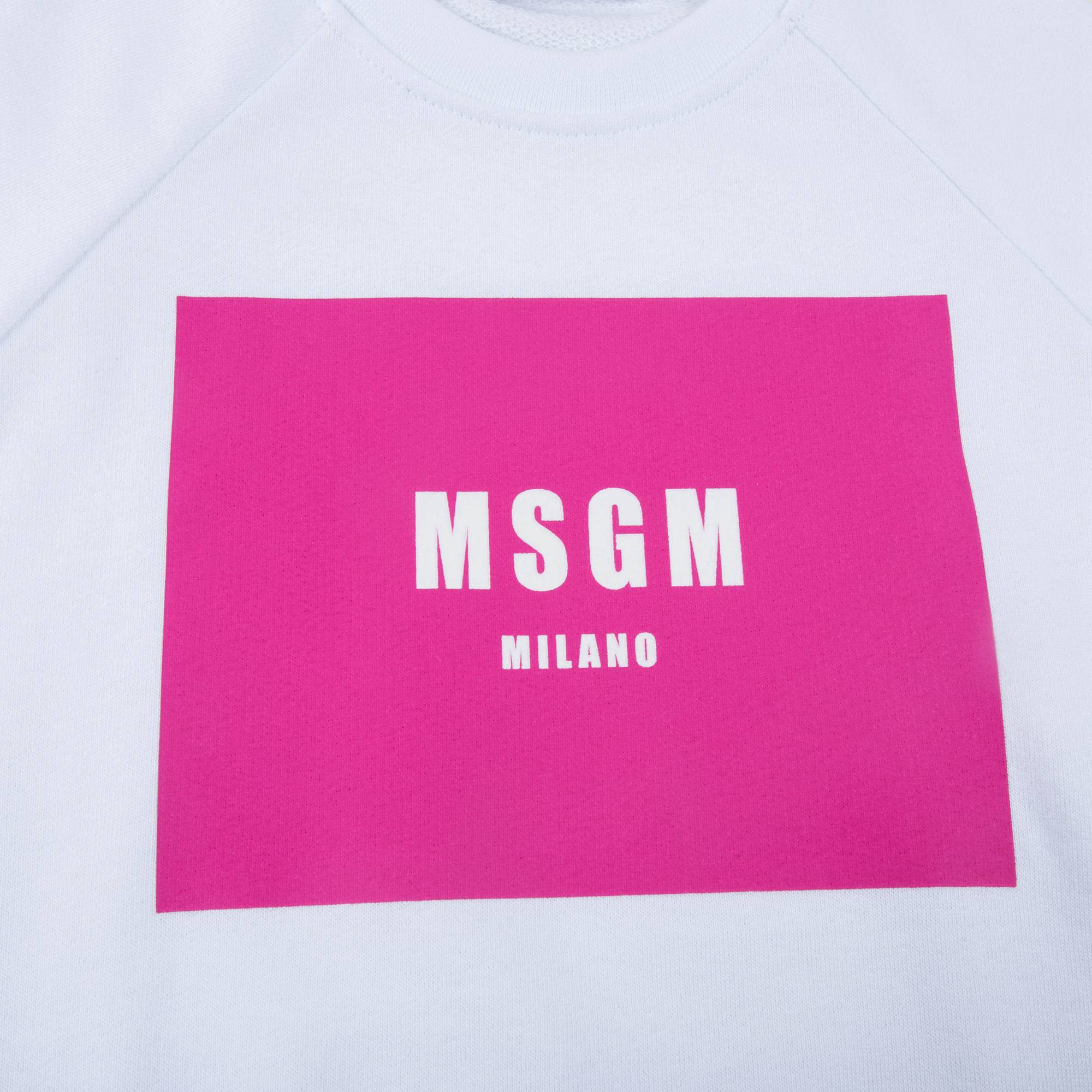 Girls White Logo Cotton Over Swea T-shirt
