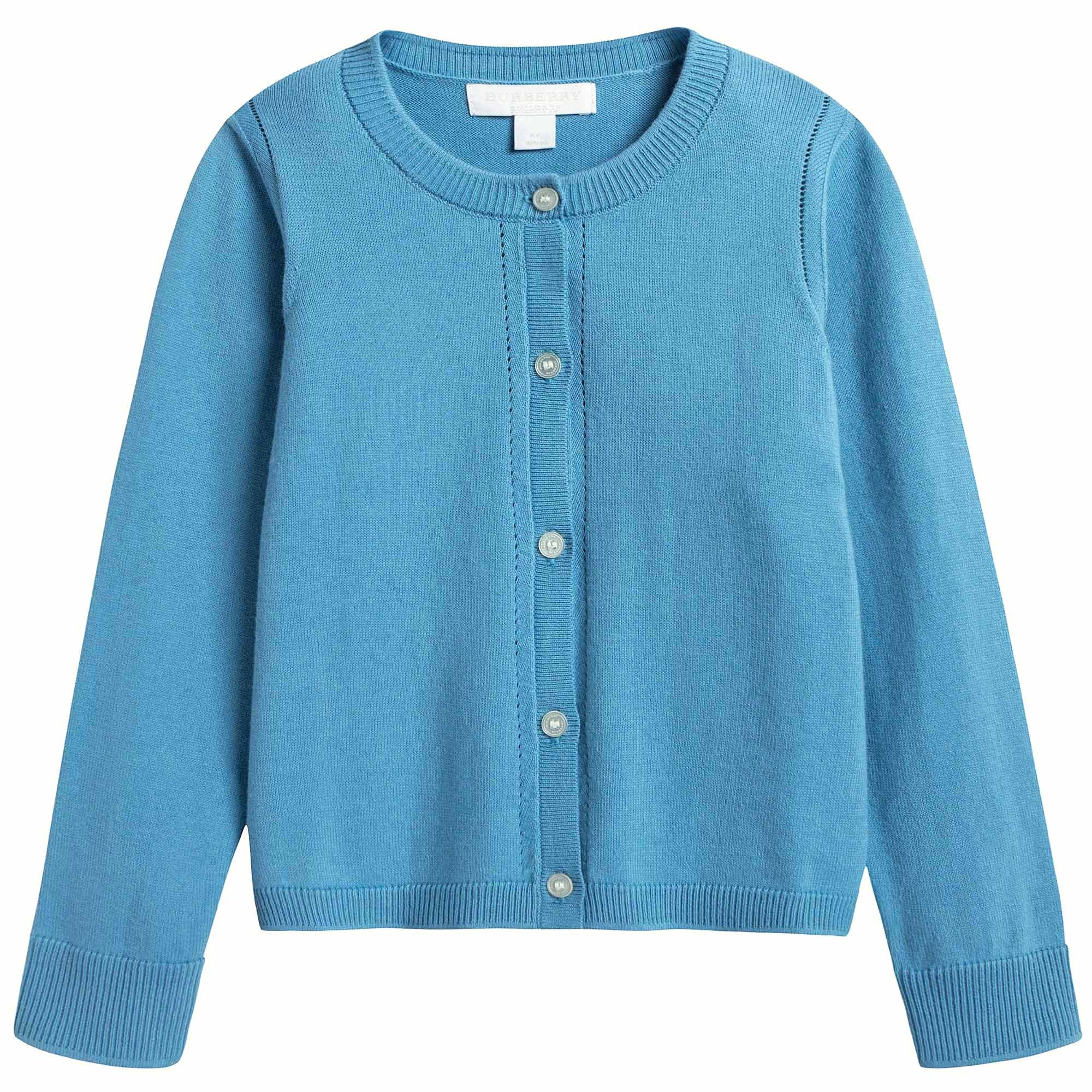 Girls Pewter Blue Cotton Cardigan