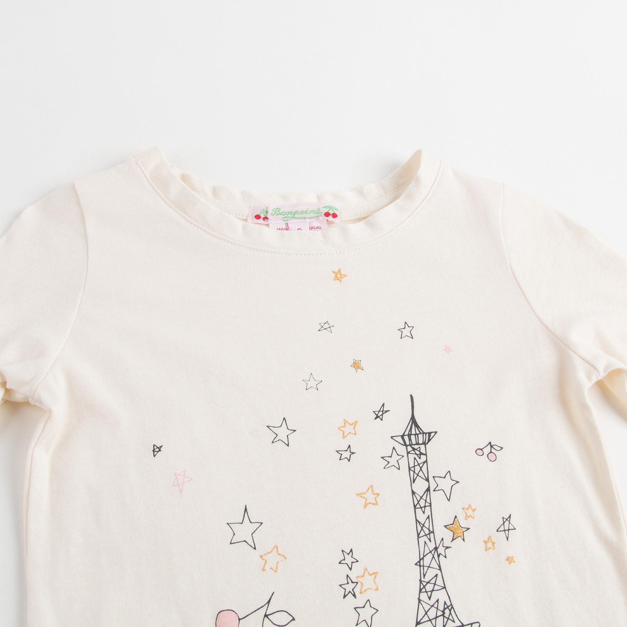 Girls Beige Cotton Eiffel Printed Trims T-Shirt - CÉMAROSE | Children's Fashion Store - 4