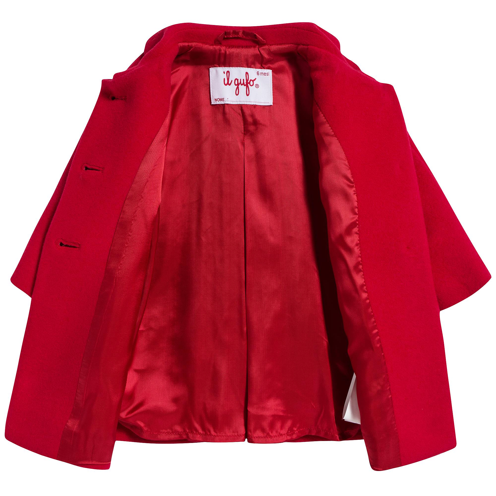 Girls Red Carnation Wool Coat