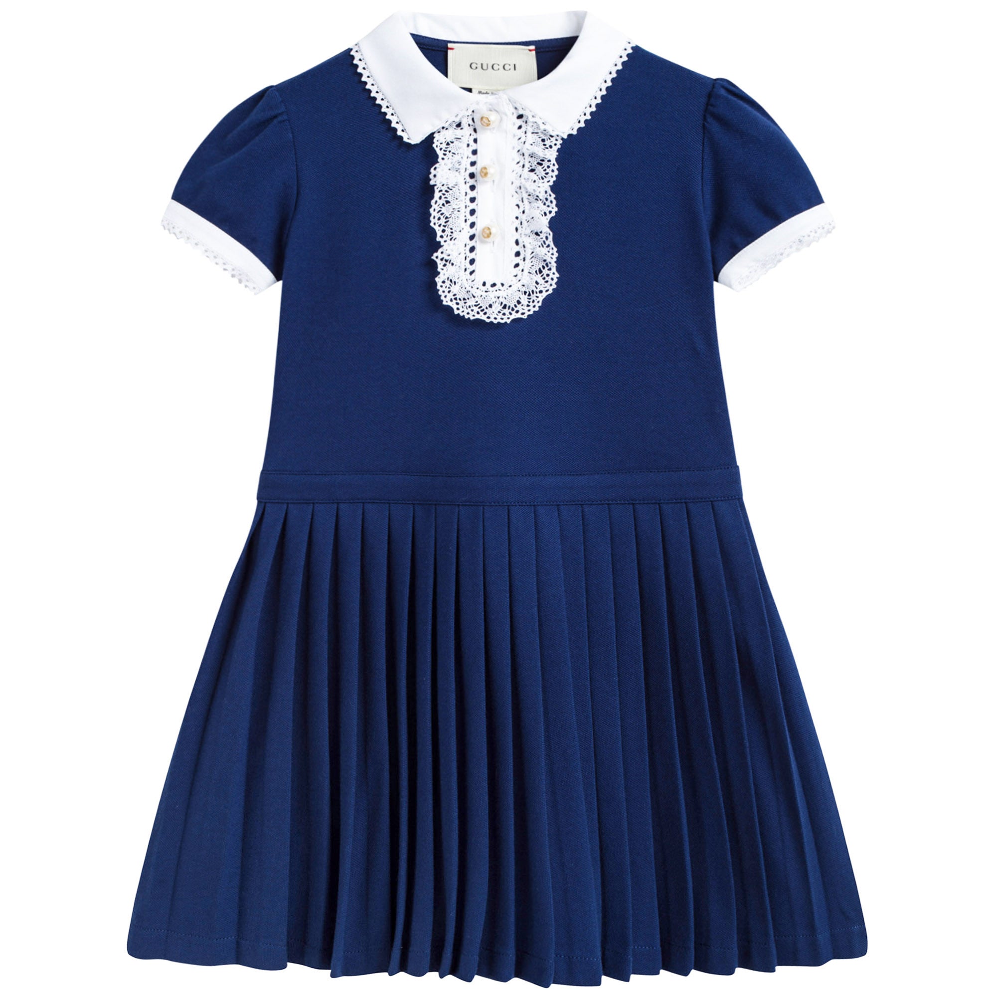 Girls Blue Cotton Piqué Dress
