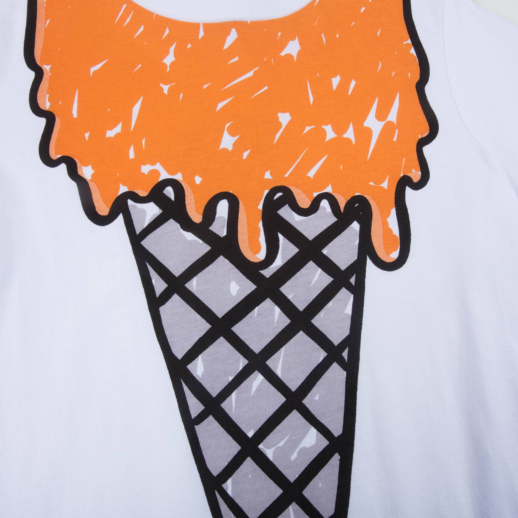 Girls & Boys White Icecream Printed T-shirt