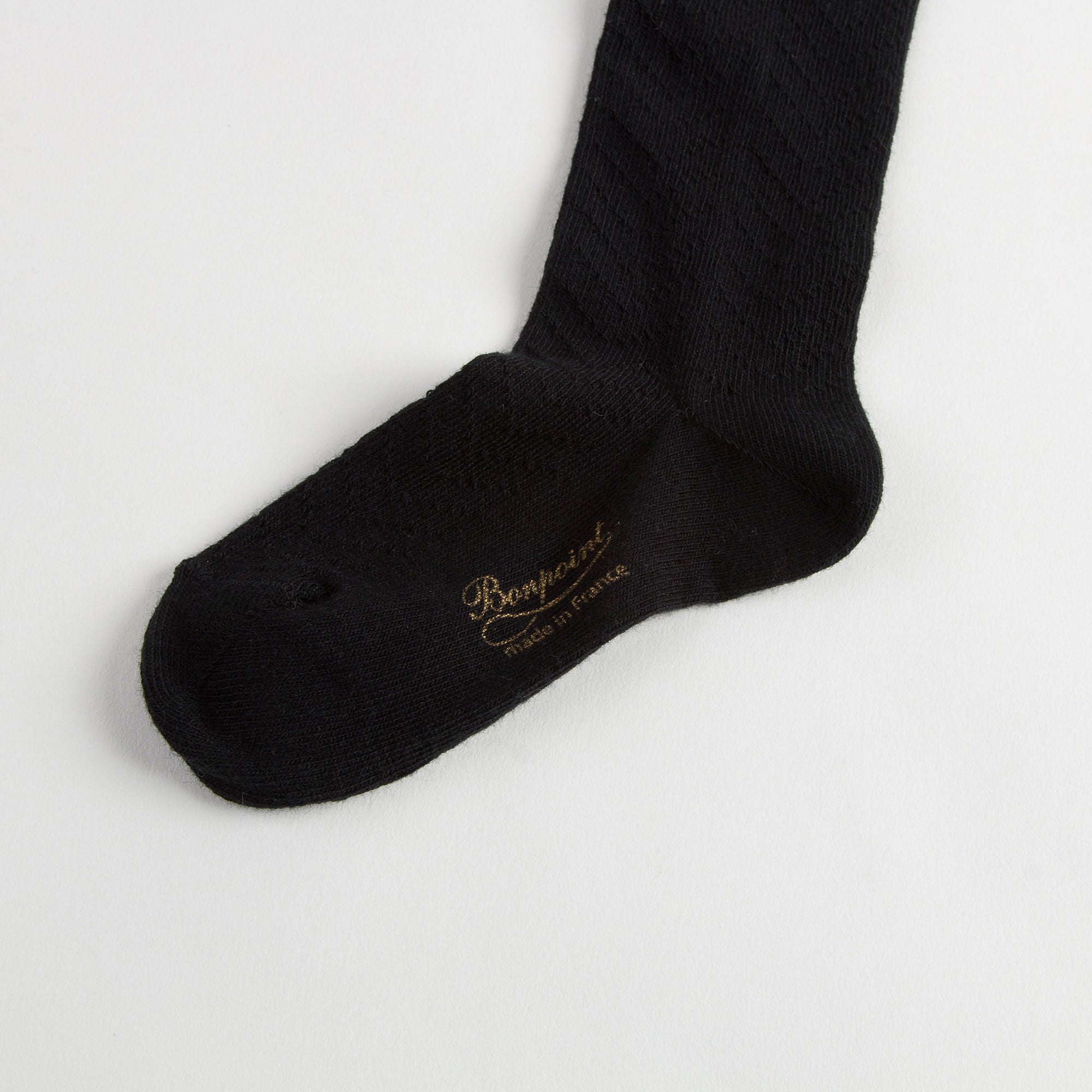 Girls Black Cotton Ribbed Tights - CÉMAROSE | Children's Fashion Store - 6