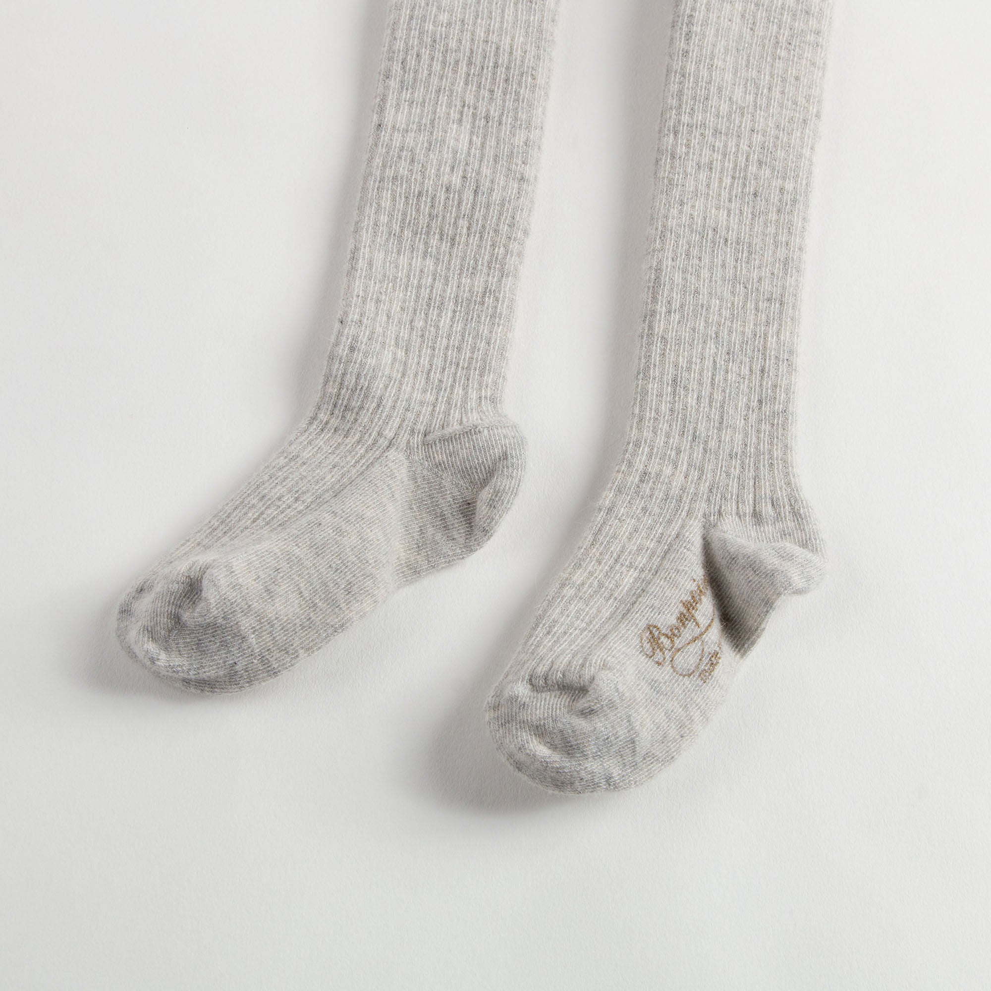 Baby Girls Light Grey Cotton Ribbed Tights - CÉMAROSE | Children's Fashion Store - 4