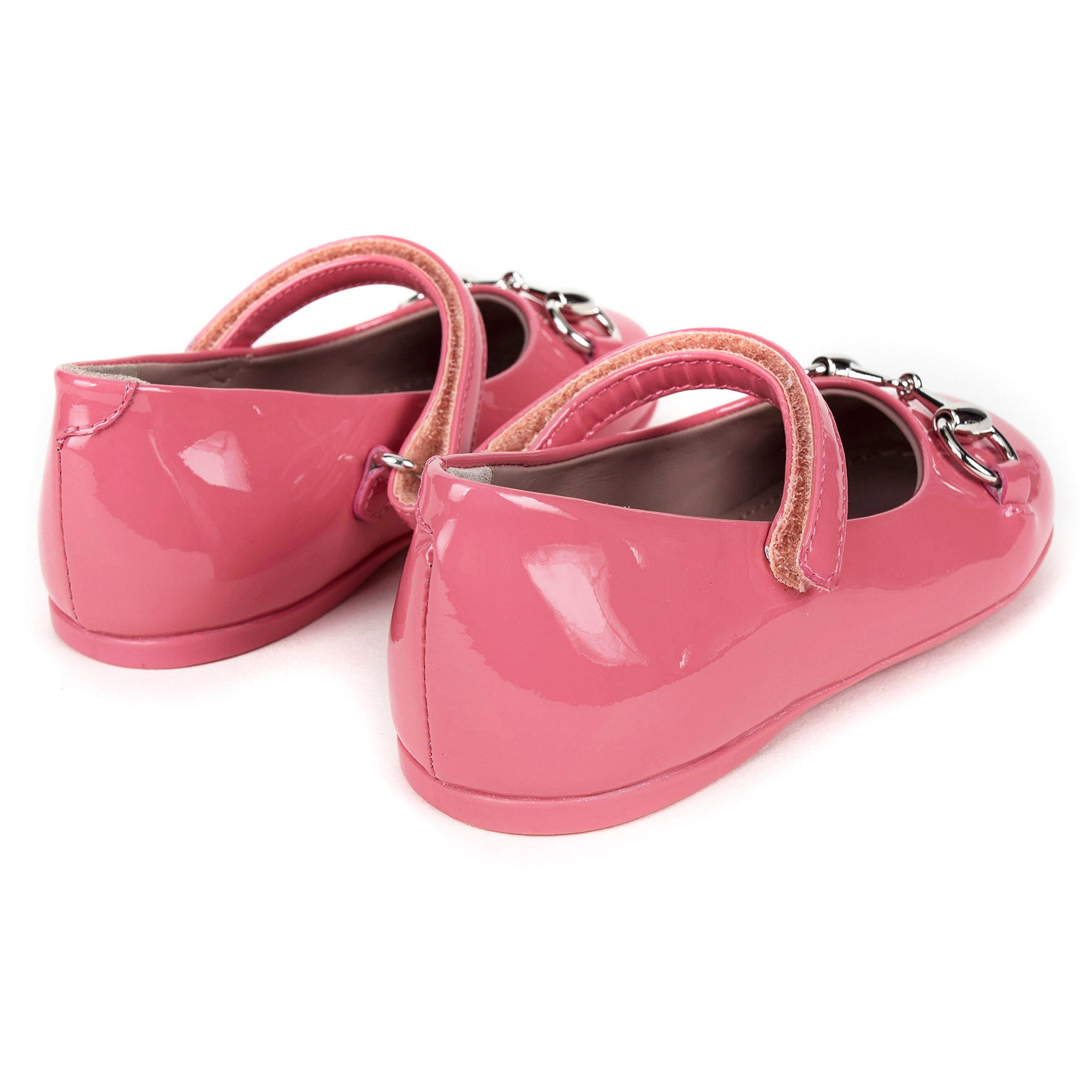 Girls Pink Patent Leather Horsebit Shoes