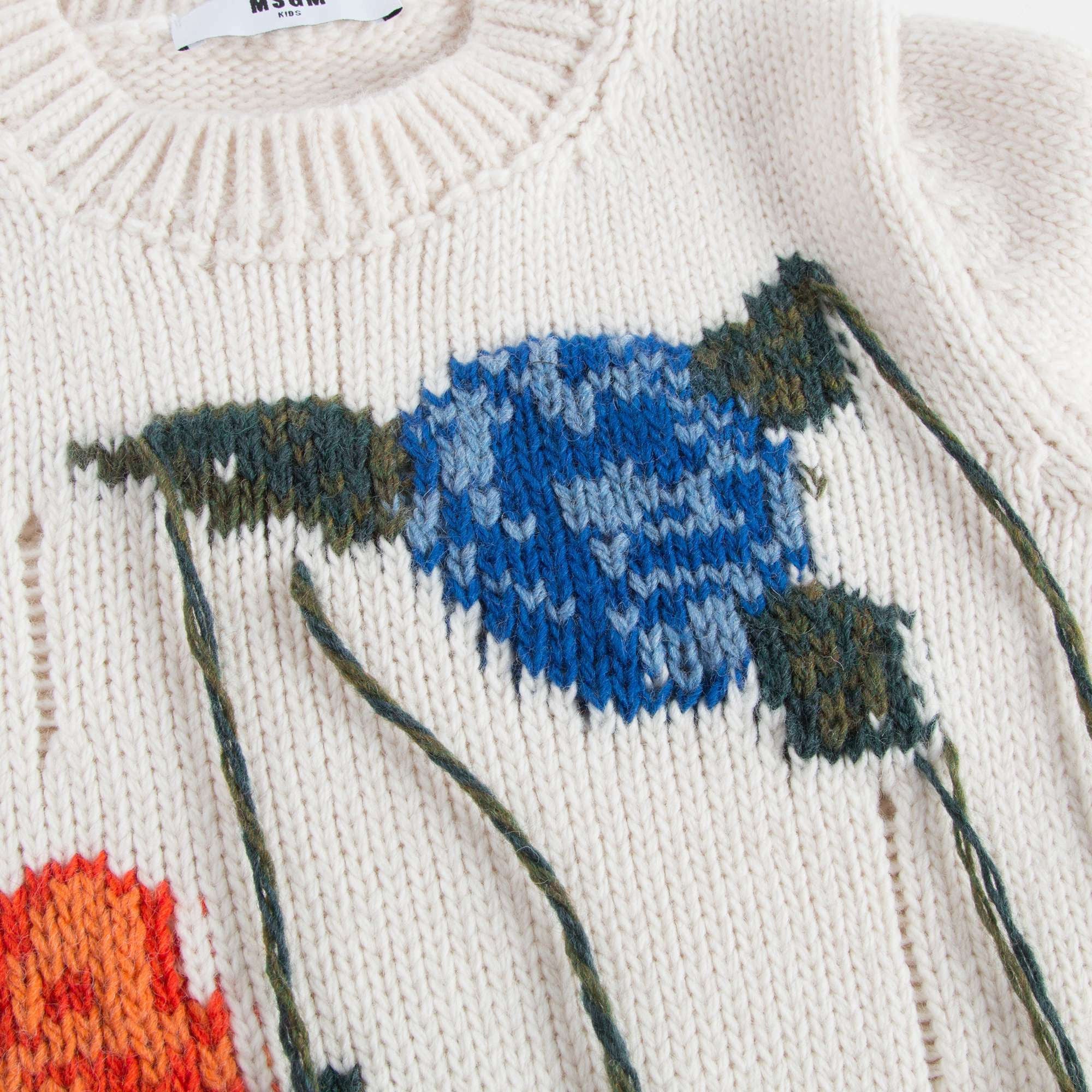 Girls Ivory Embroidered Sweater
