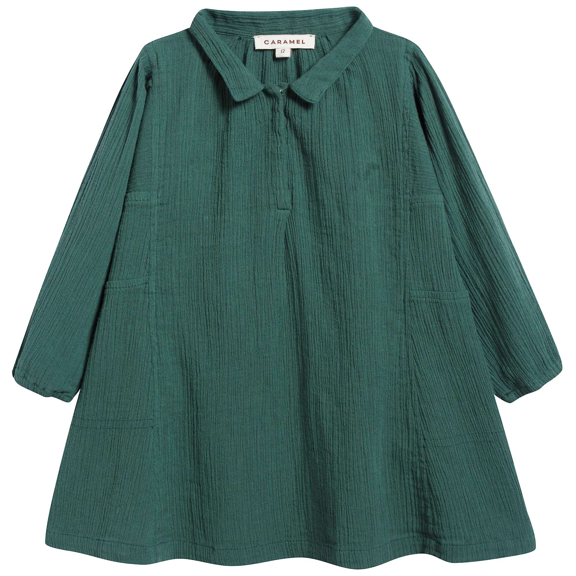 Baby Girls Dark Green Silk Woven Dress