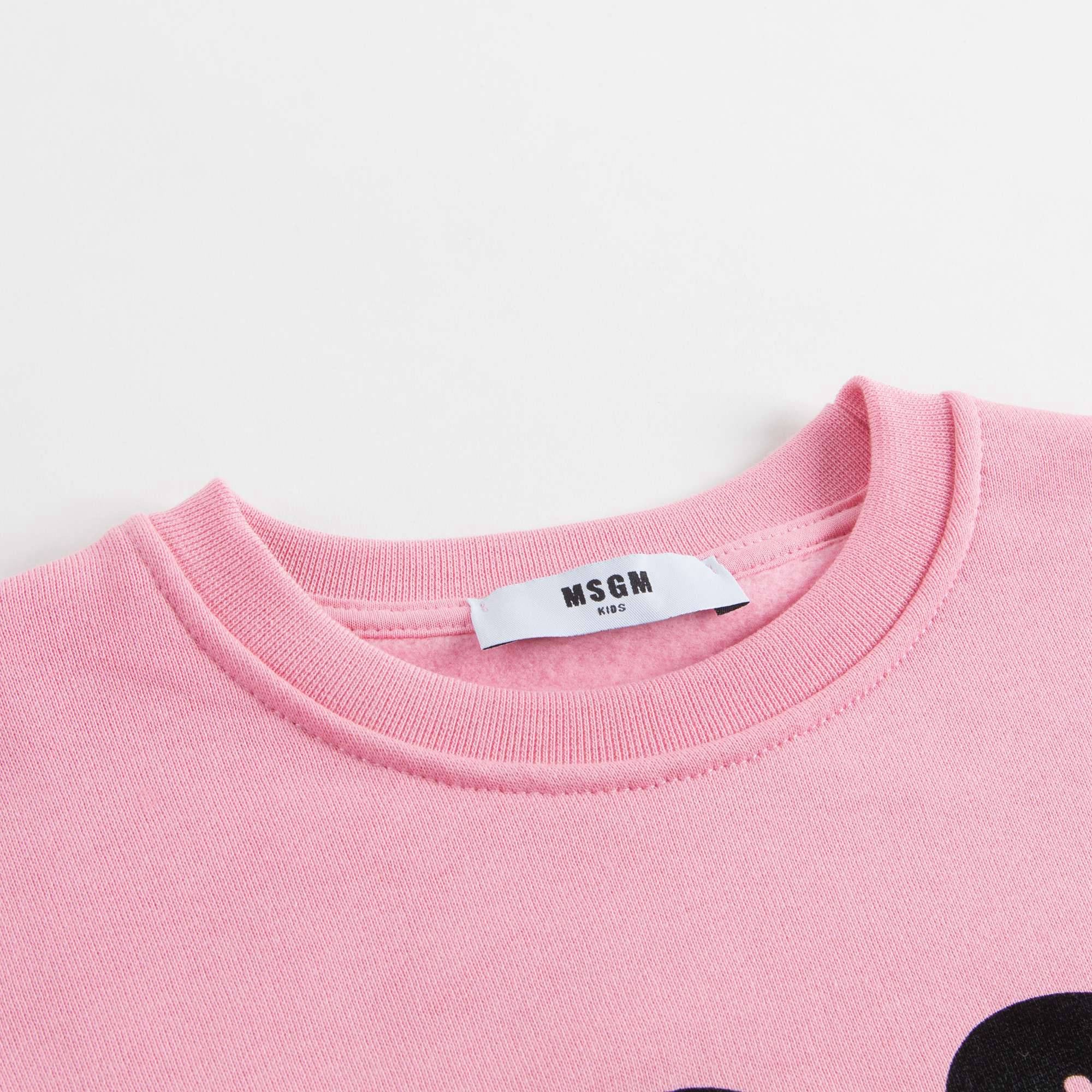 Girls Pink Cotton Sweatshirt With Black Logo