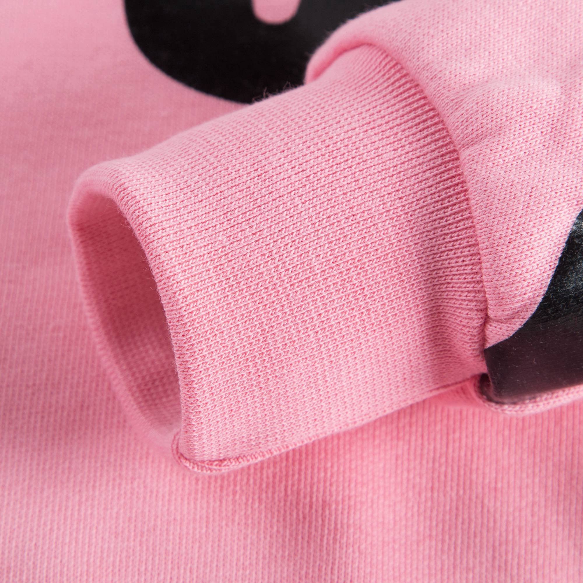 Girls Pink Cotton Sweatshirt With Black Logo