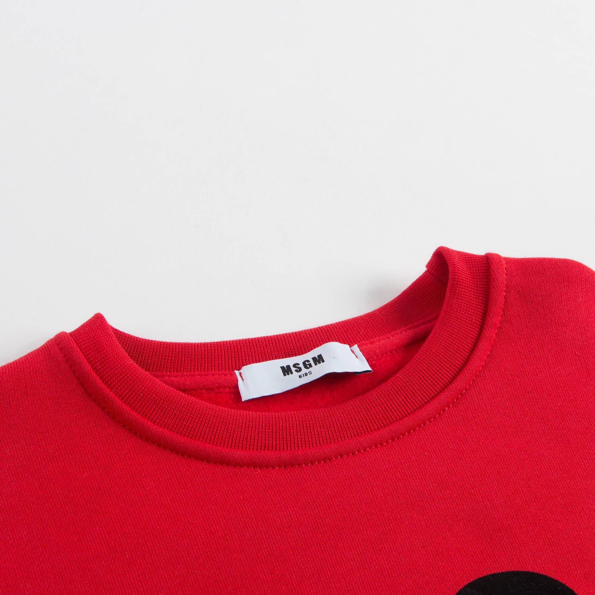 Girls Red Cotton Sweatshirt With Black Logo