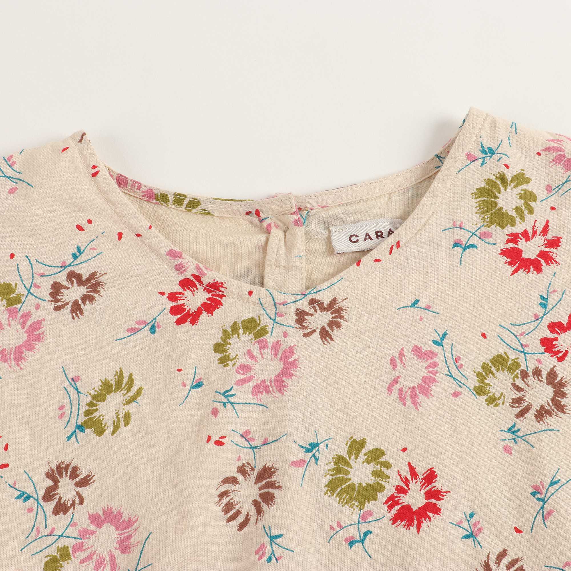 Girls Painted Flower Print Cotton Gress