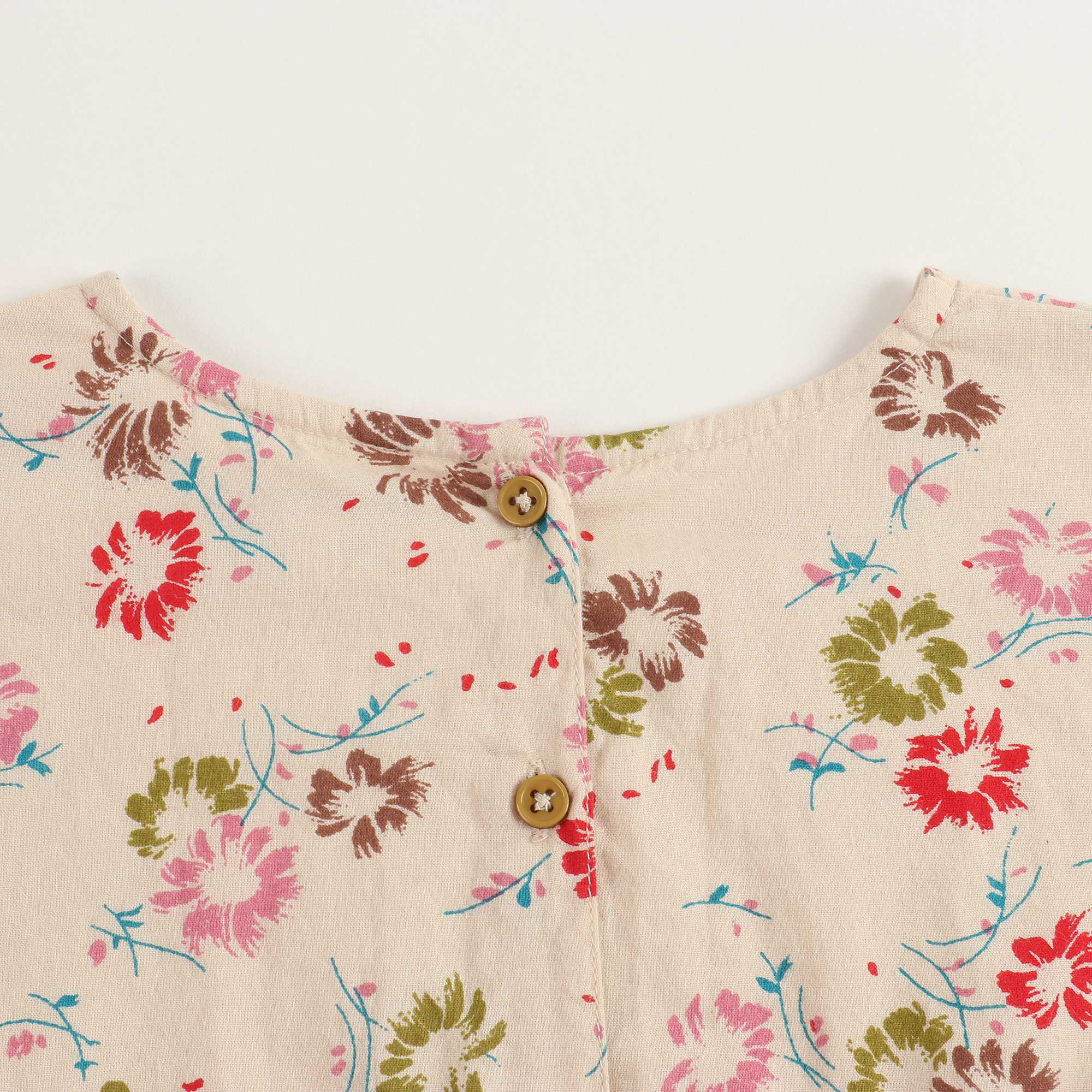 Girls Painted Flower Print Cotton Gress