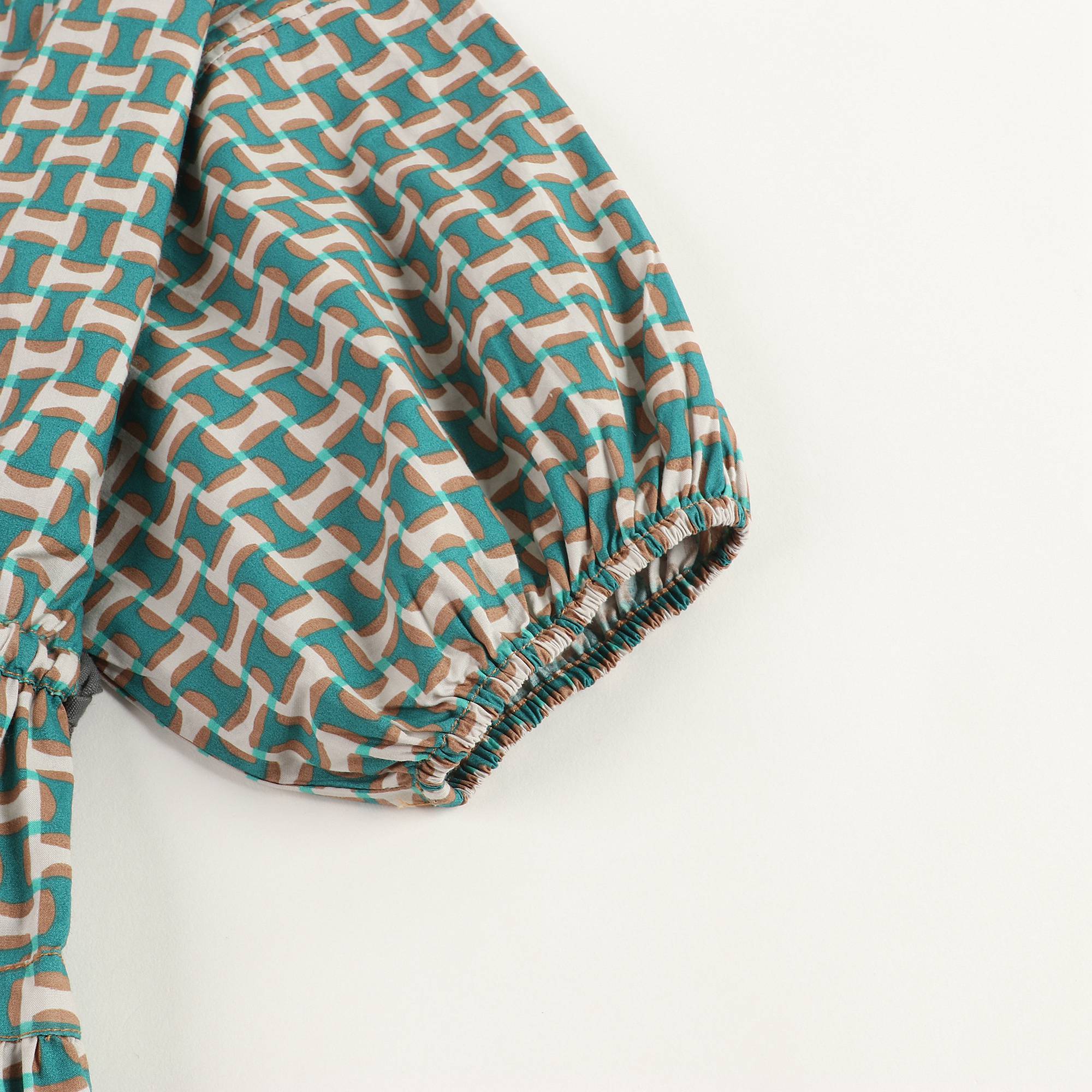 Girls Emerald Print Cotton Dress