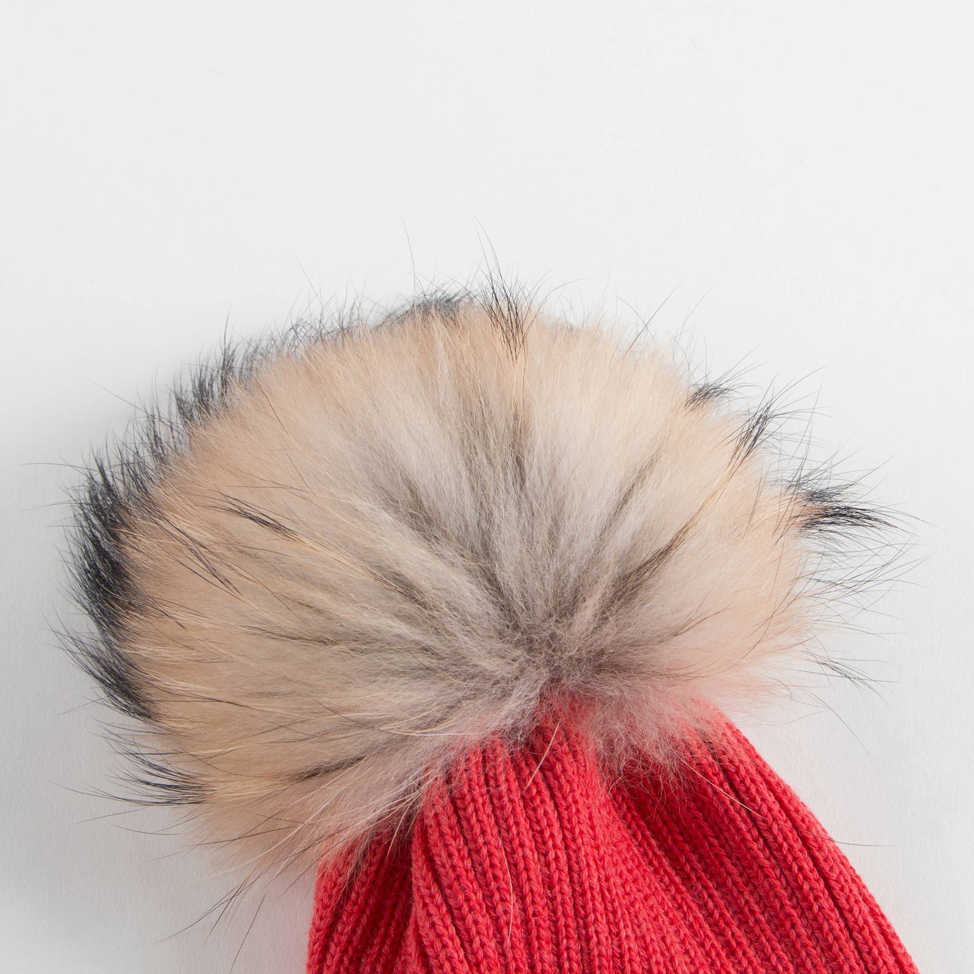 Girls Pink Knitted Hat With Fur Pom-Pom Trim