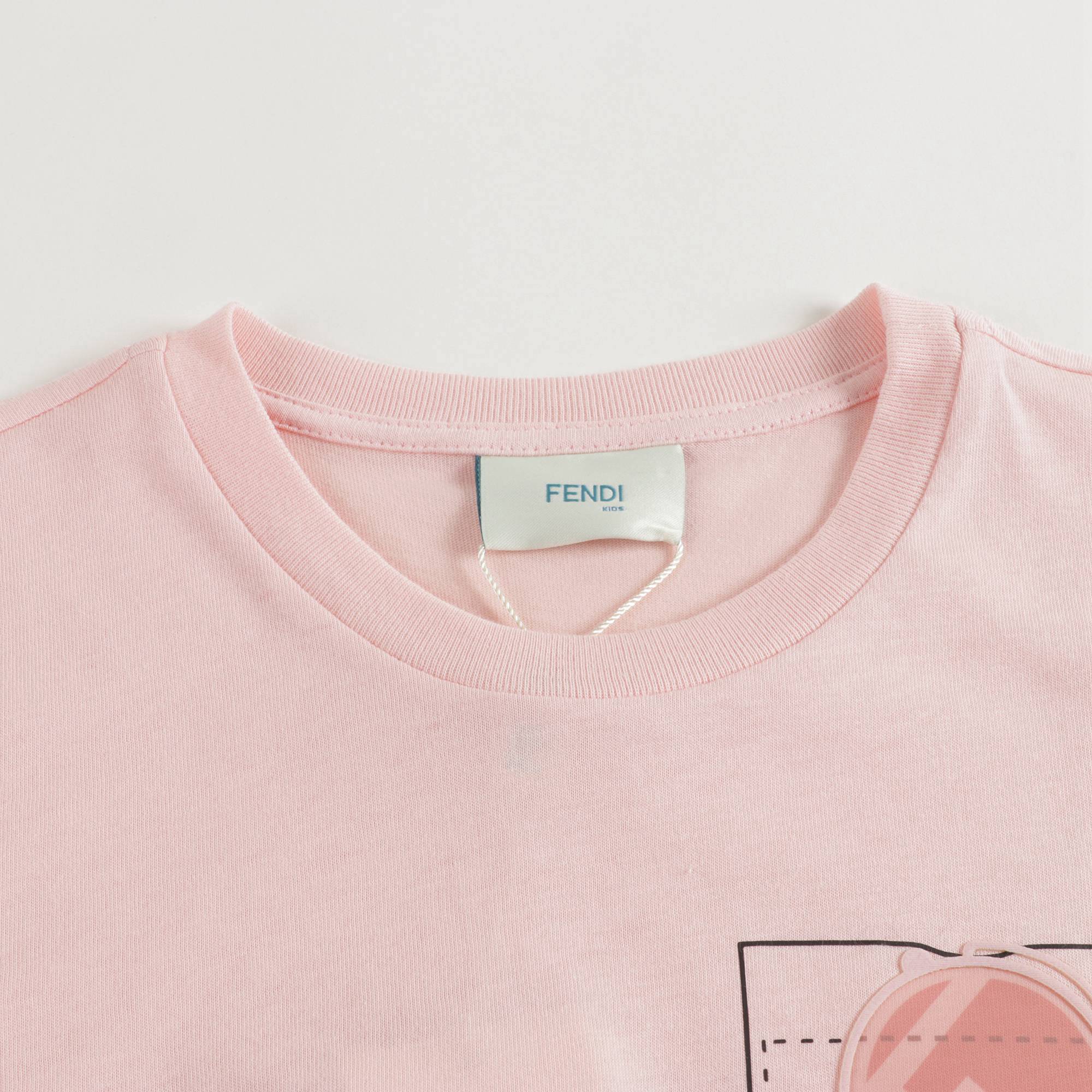 Girls Pink Printed Cotton T-shirt
