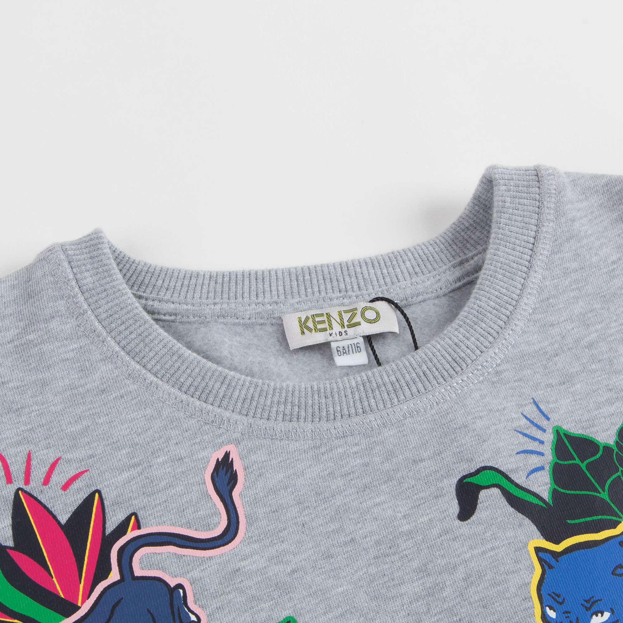 Girls Marl Grey Printed Cotton Sweatshirt