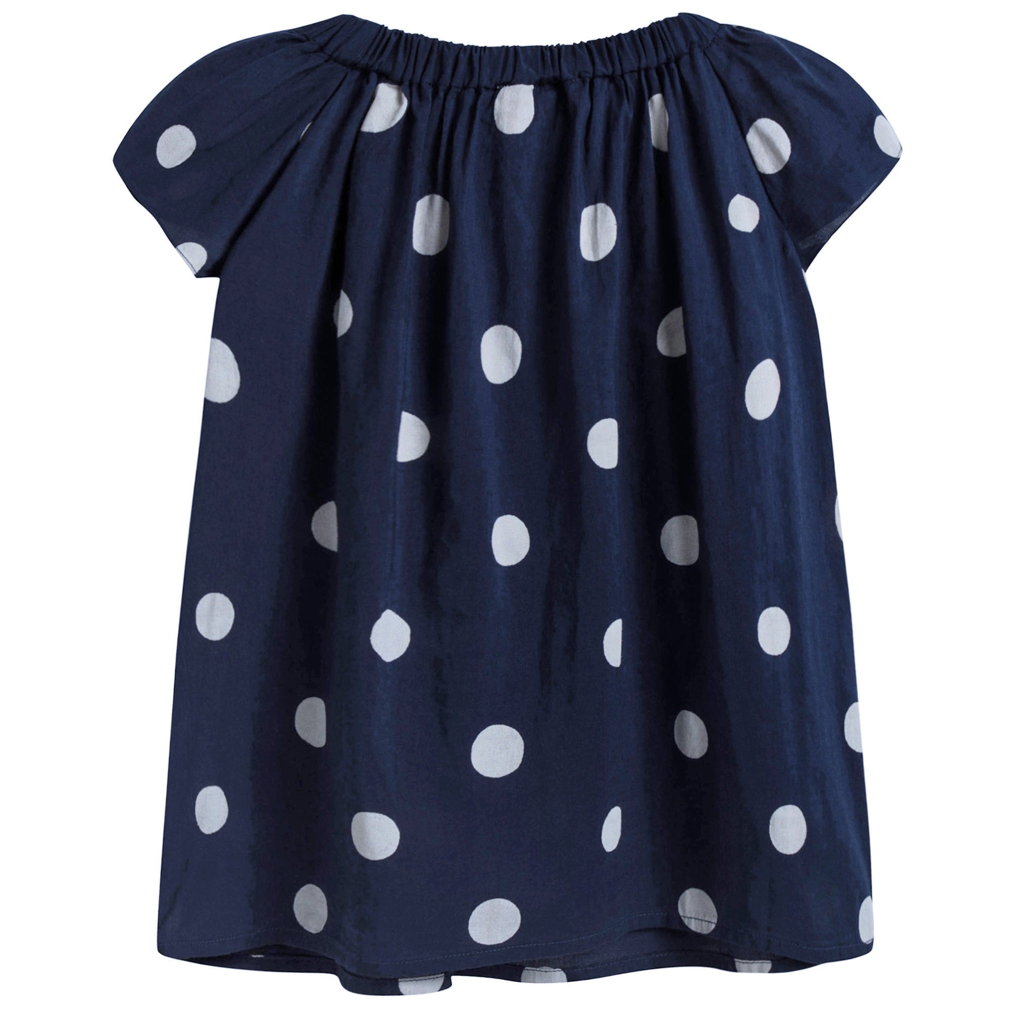 女大童蓝色波点飞袖上衣