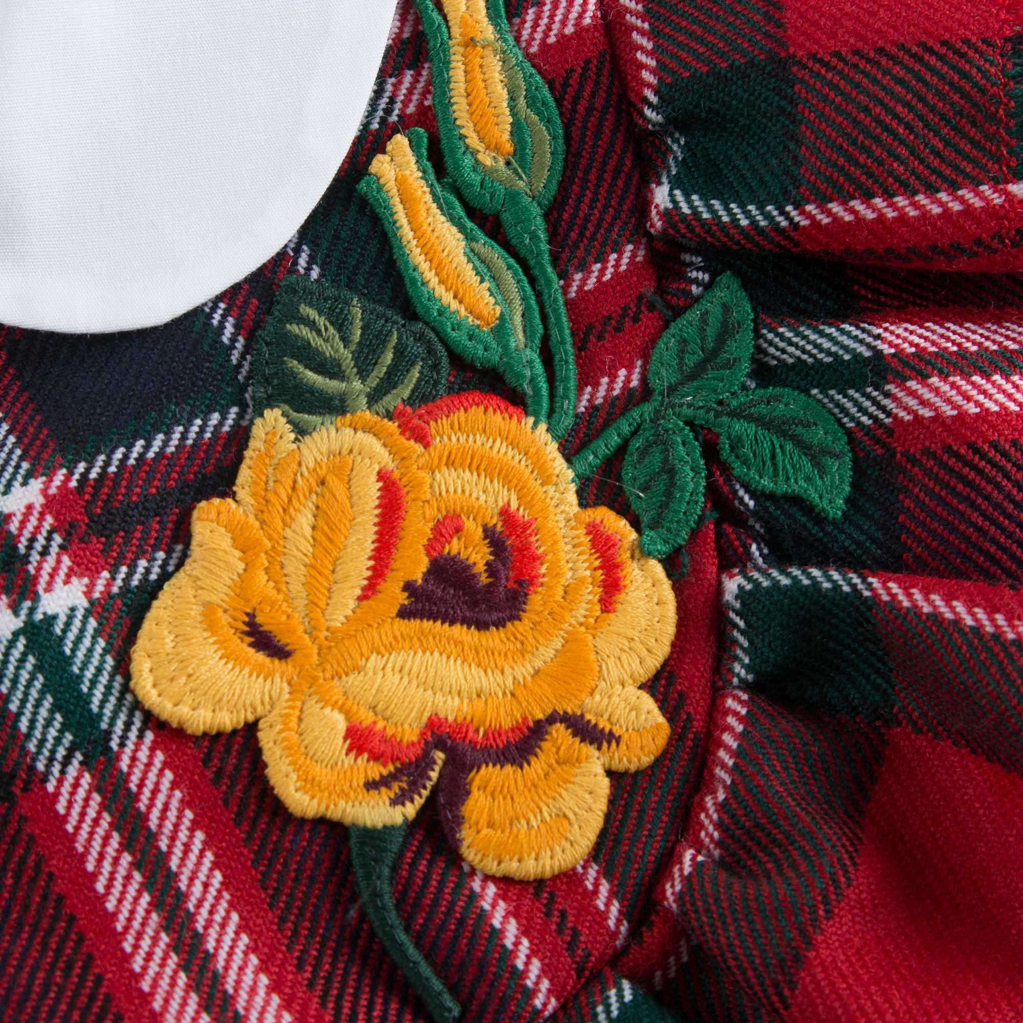 Girls Red Checked Wool Dress