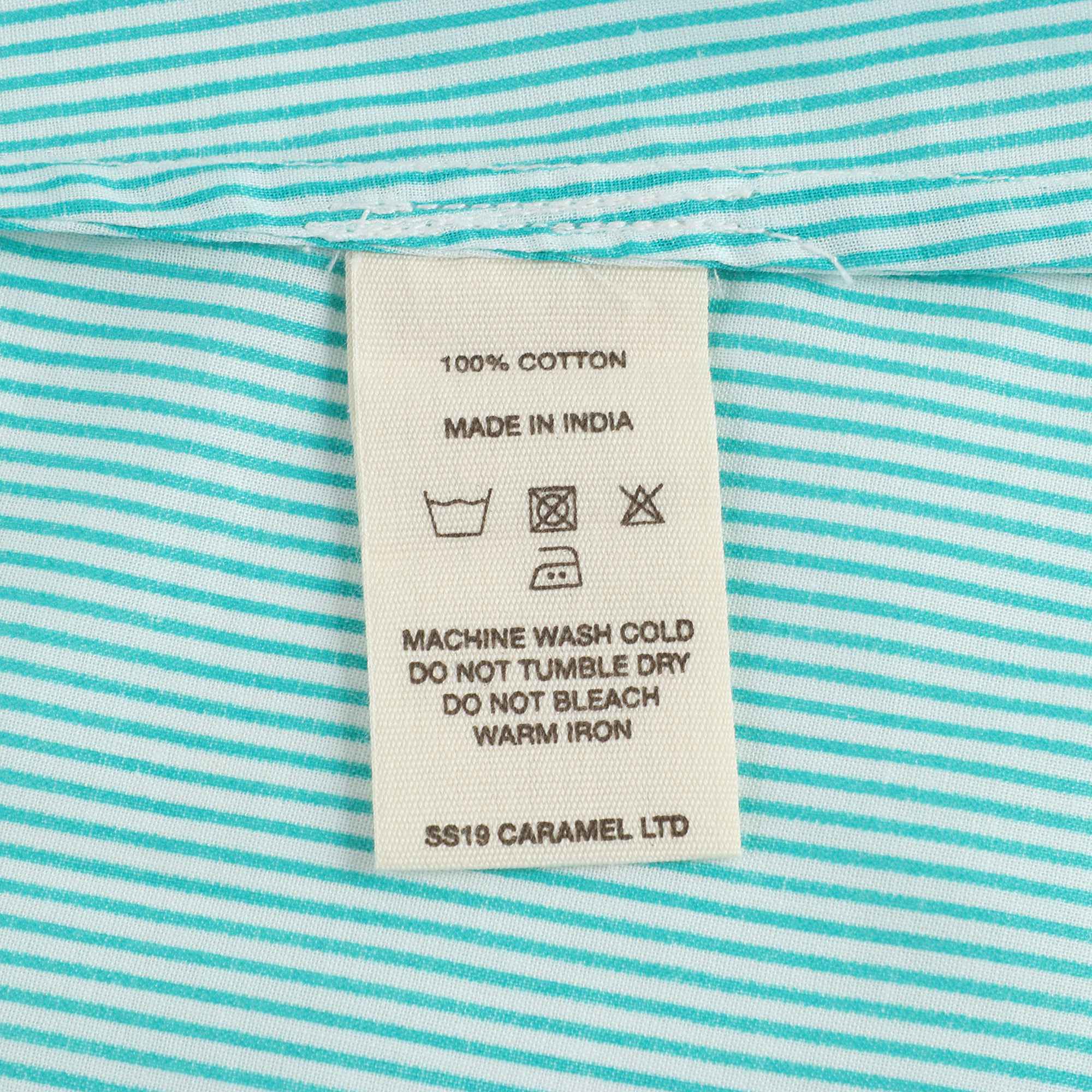 Girls Mint Stripe Cotton Shirt